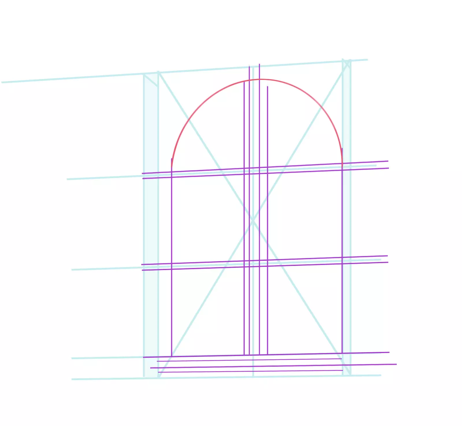 dessin de la courbe du haut de la fenêtre