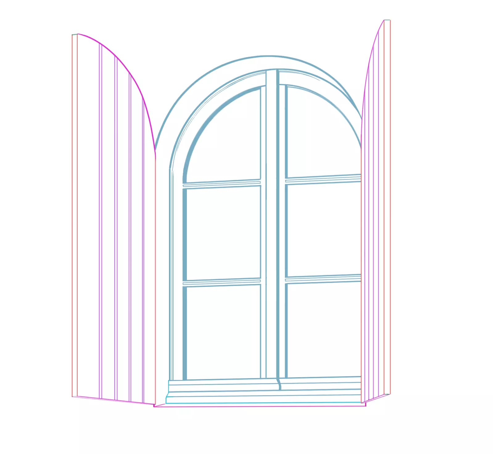 dessin de l’épaisseur des volets d’une fenêtre