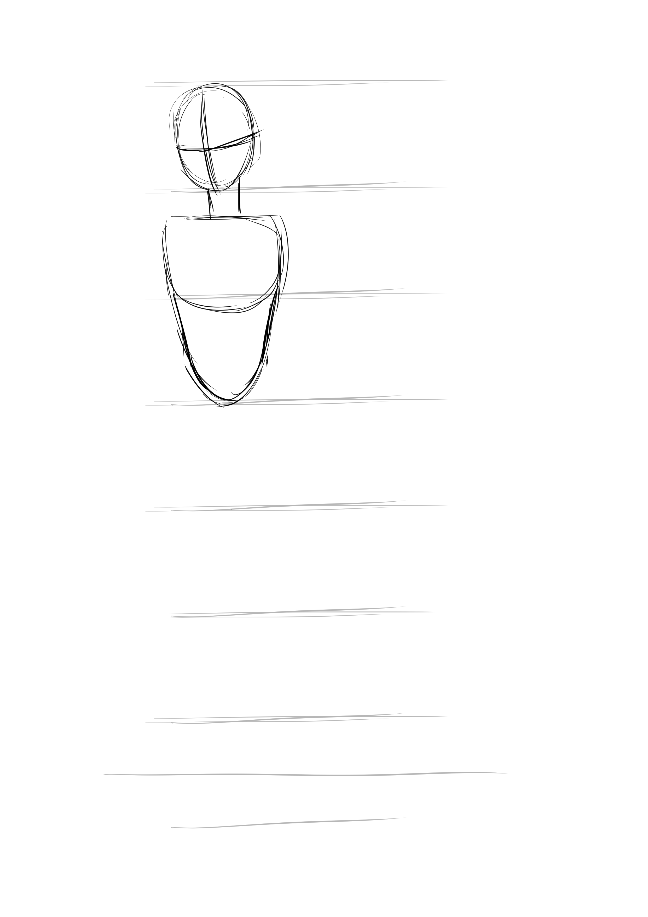 sketch of a manga girl's bust