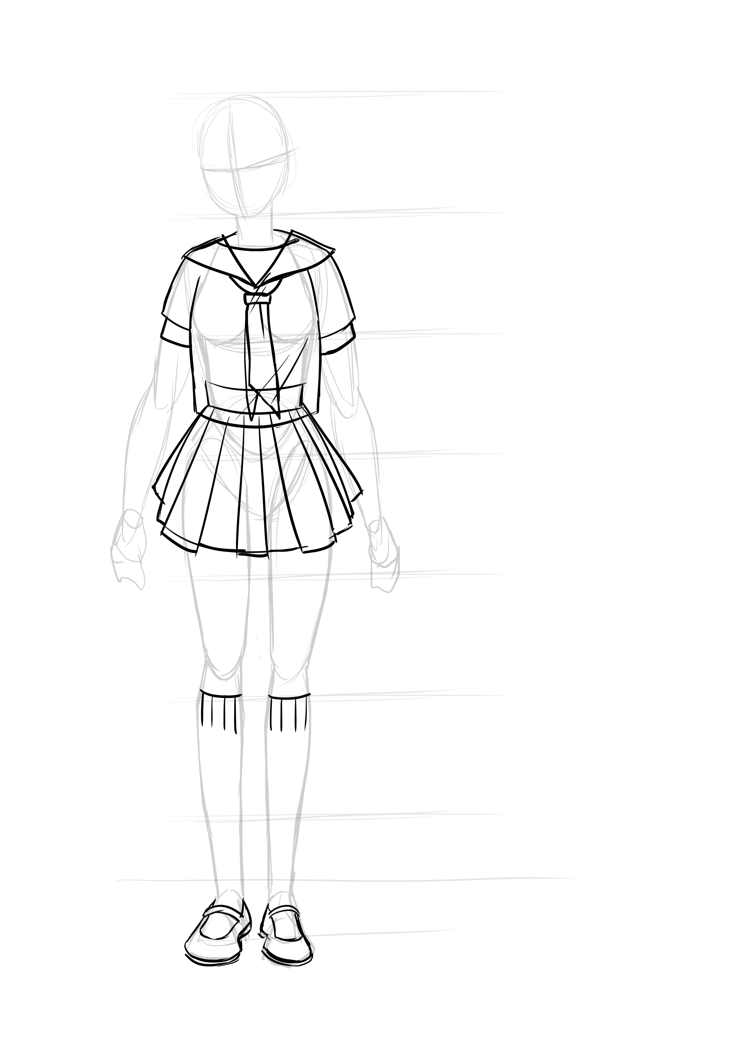 drawing of manga girl shoes