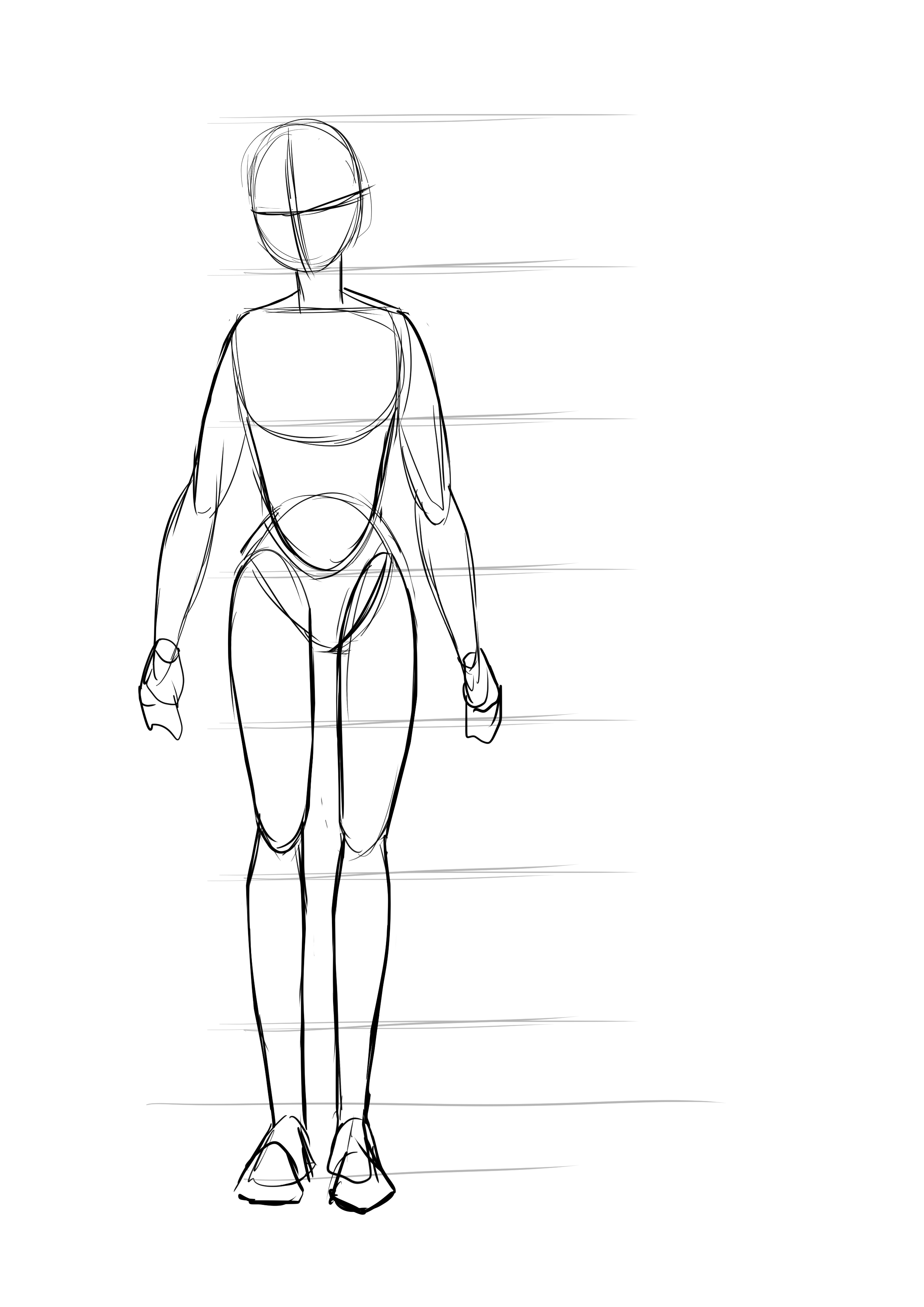 drawing of the details of the manga character's feet