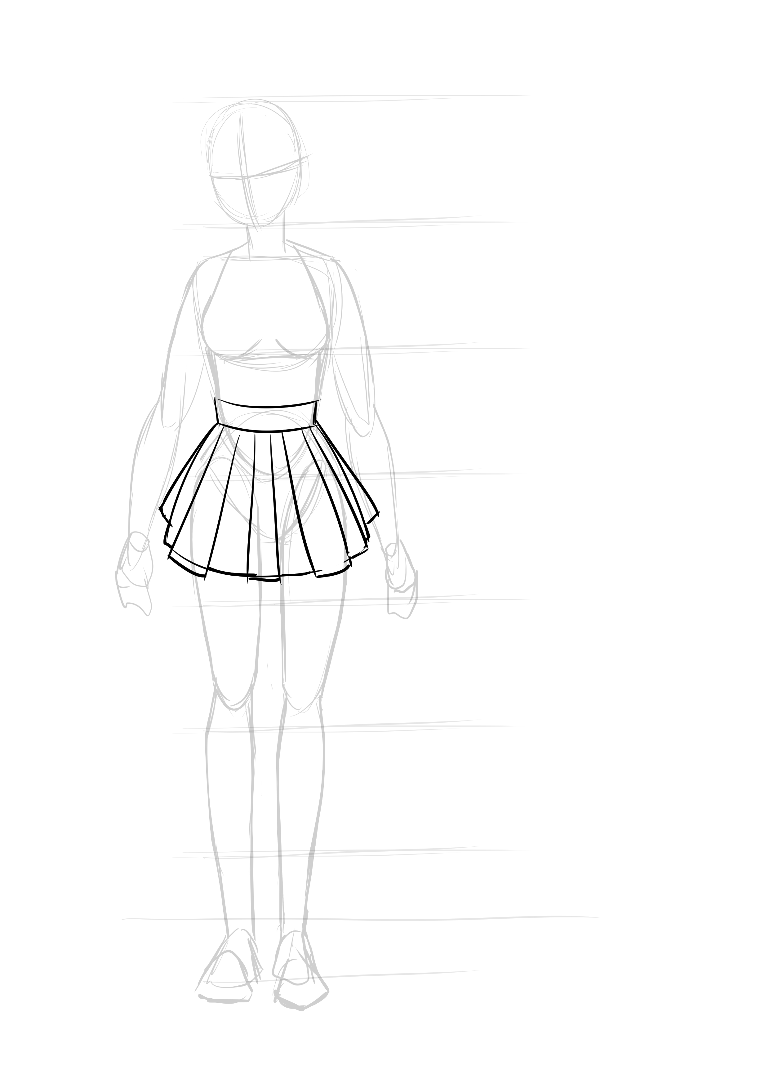 drawing of a manga girl's pleated skirt
