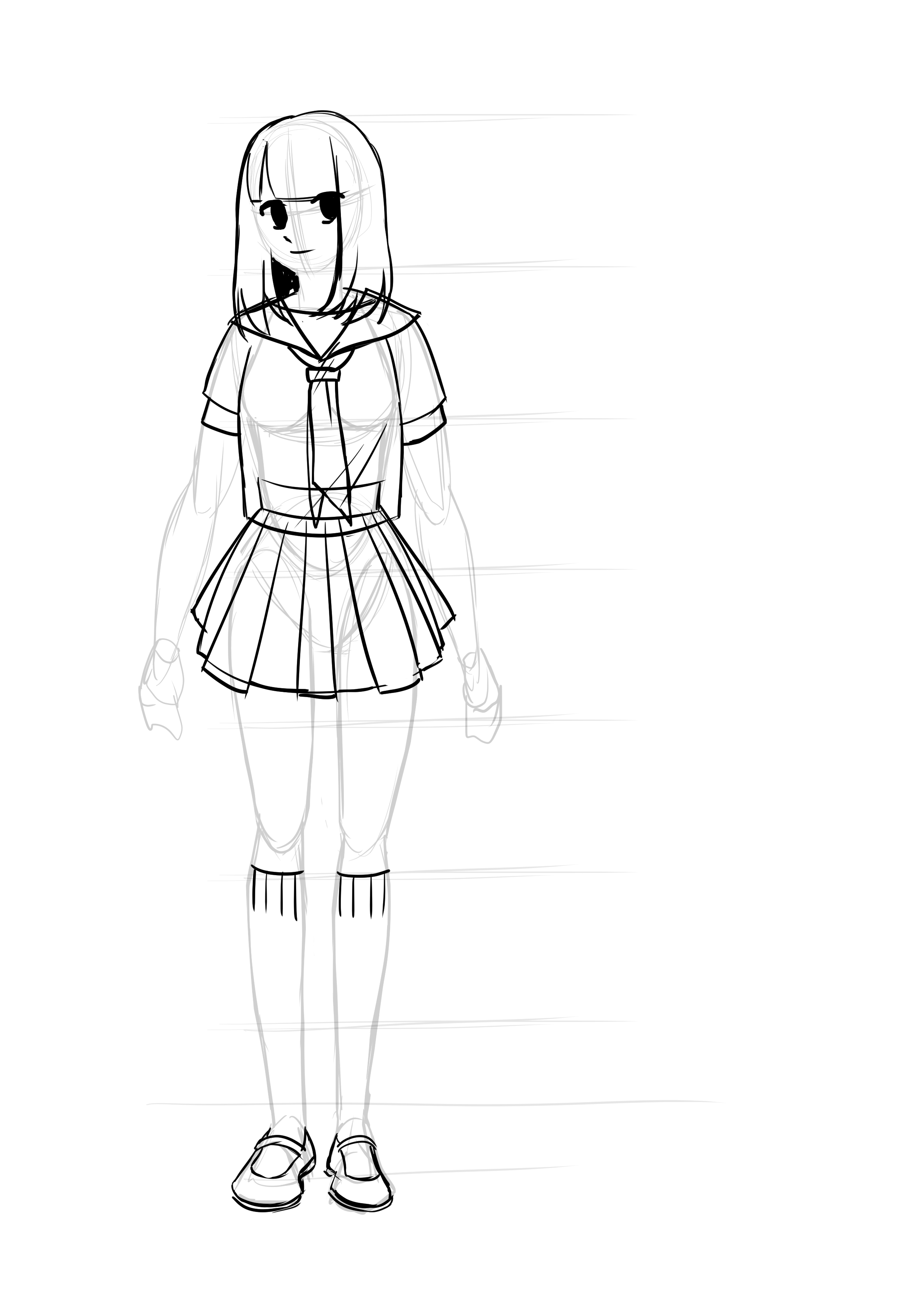 drawing of a manga girl's face