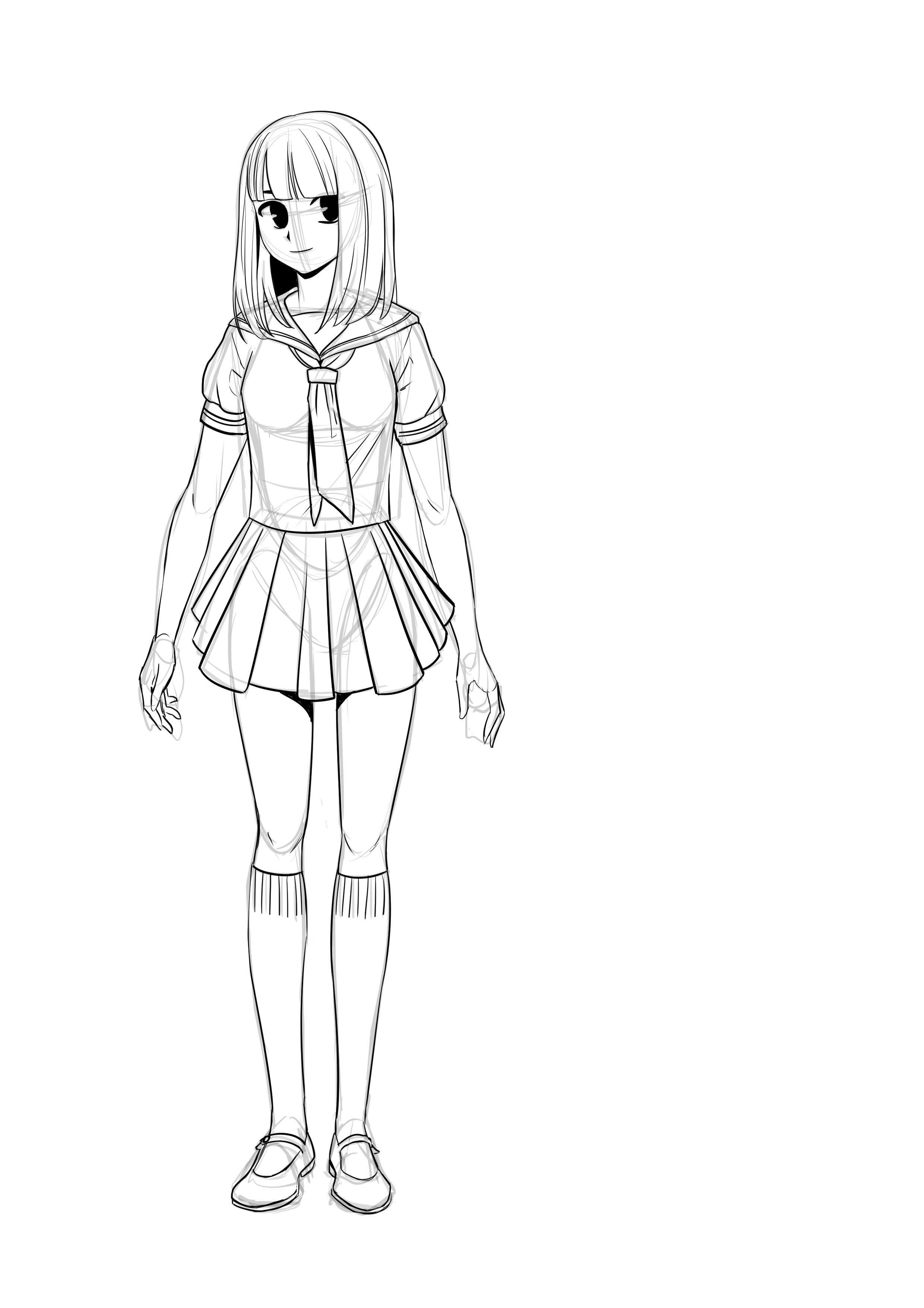 Redrawing of the manga girl