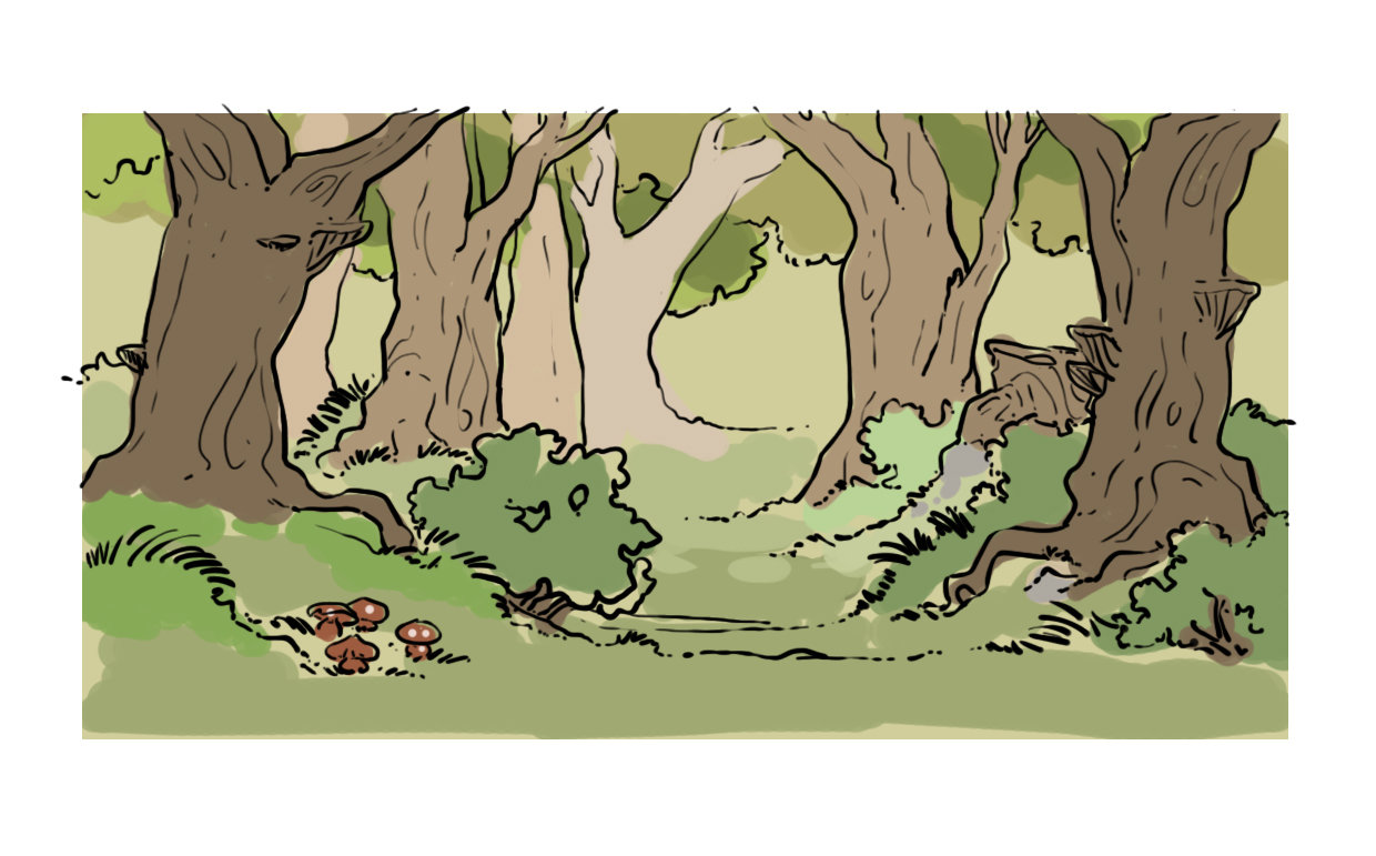 mettre en couleur le feuillage des arbres de la forêt