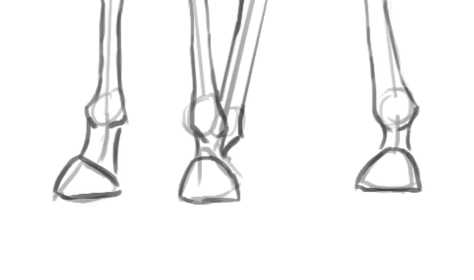 Dessiner les sabots de la girafe, étape 1