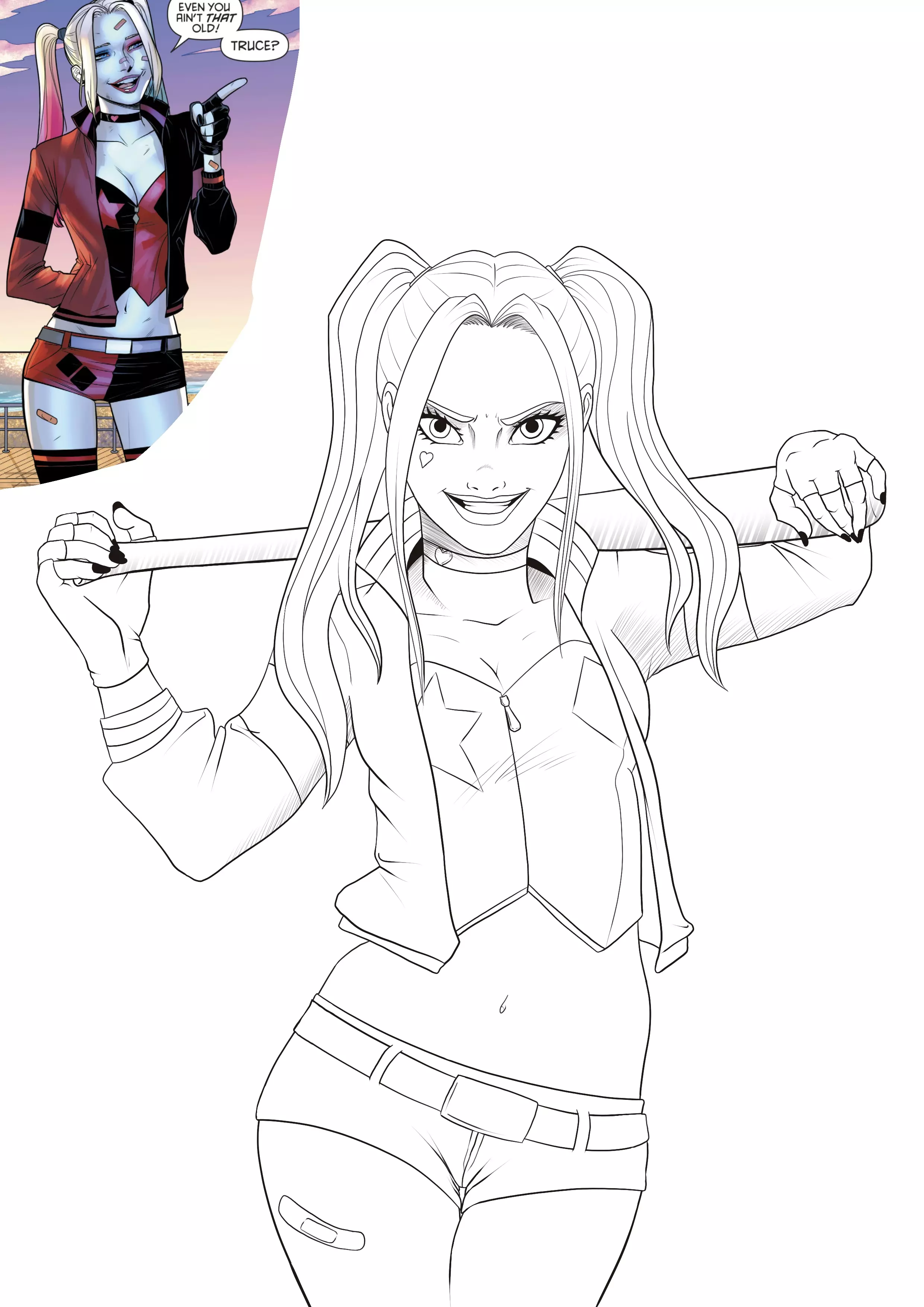 dessin des détails d’harley quinn