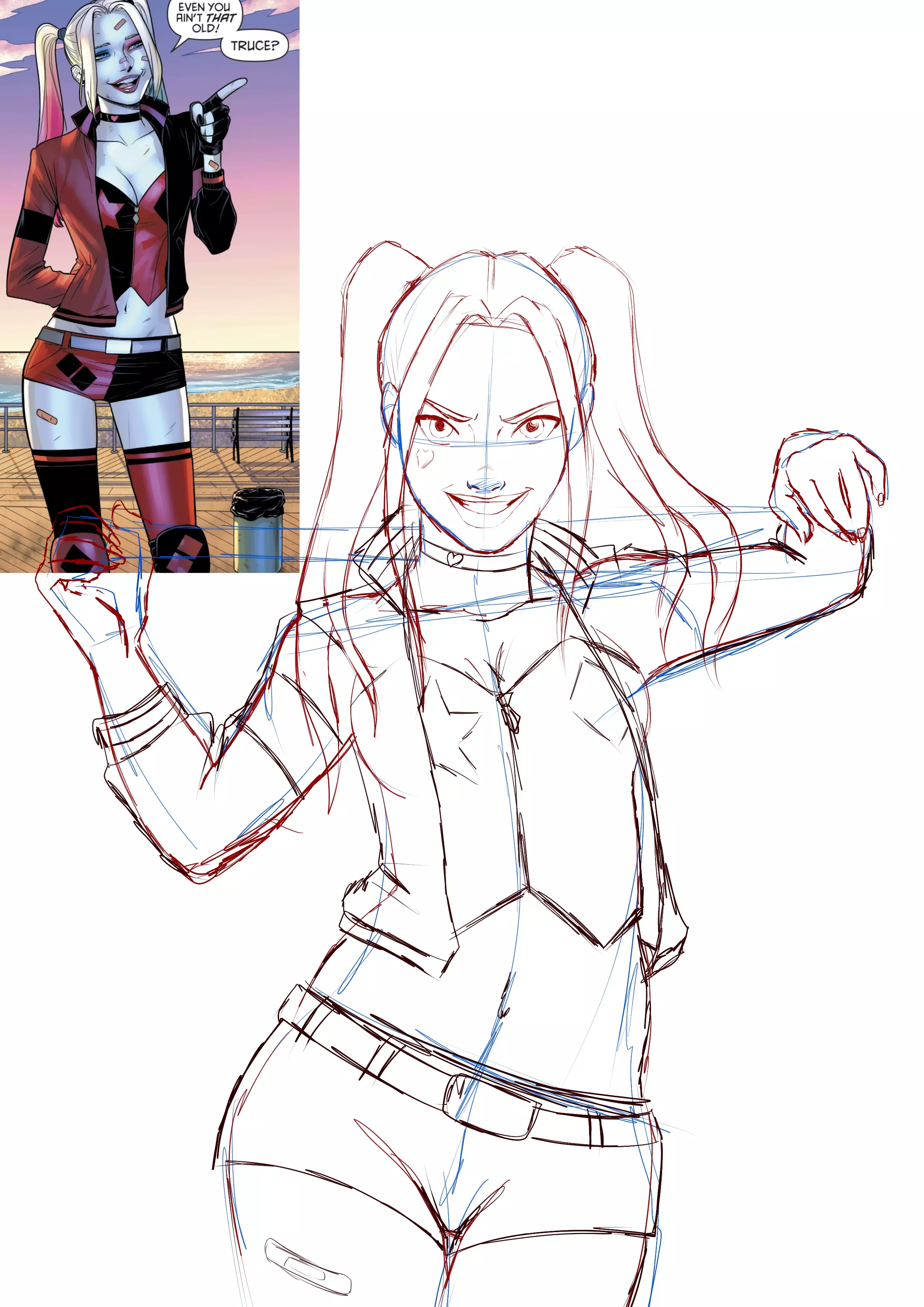 dessin des vêtements d’harley quinn