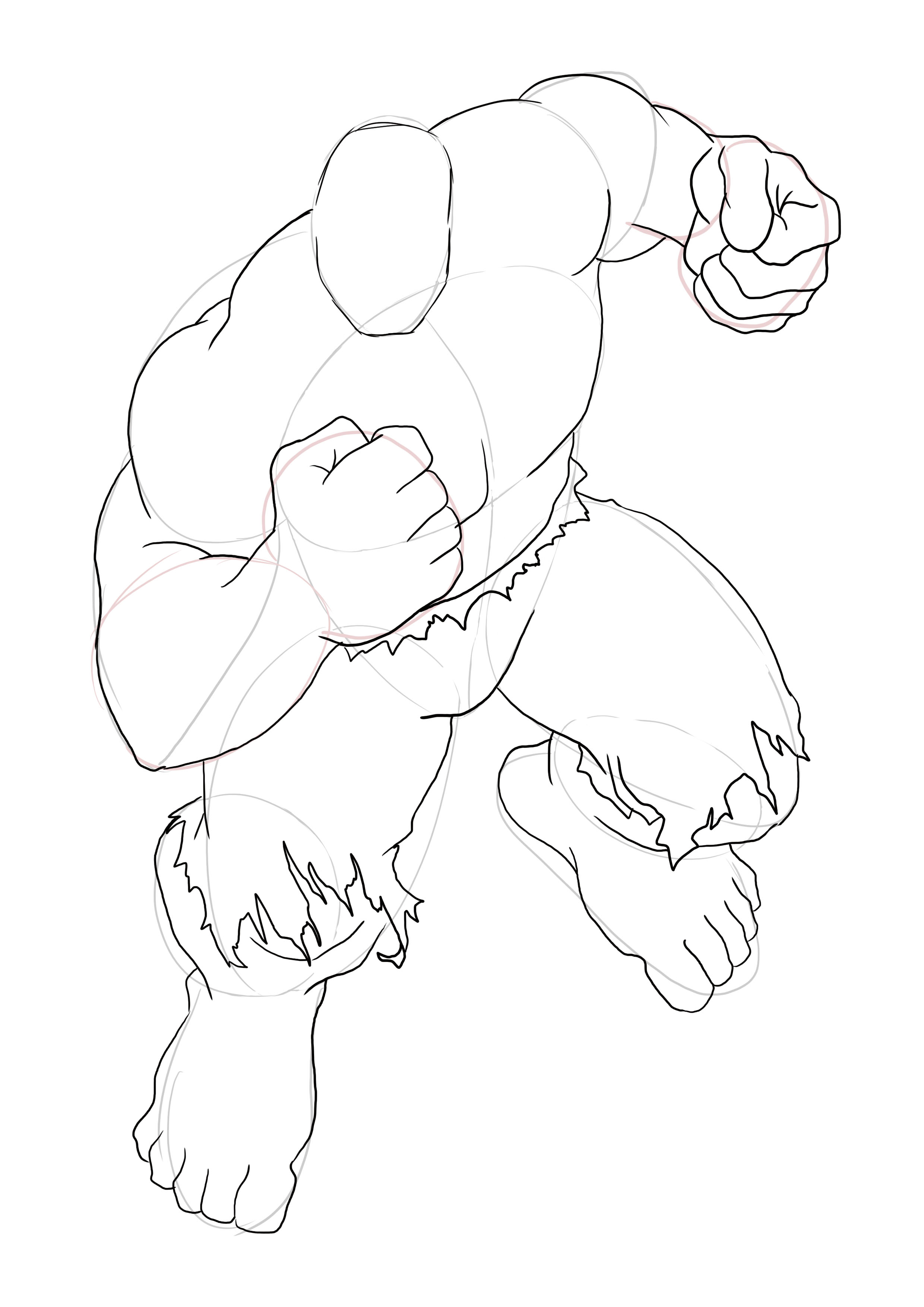 dessiner Hulk au propre étape 7