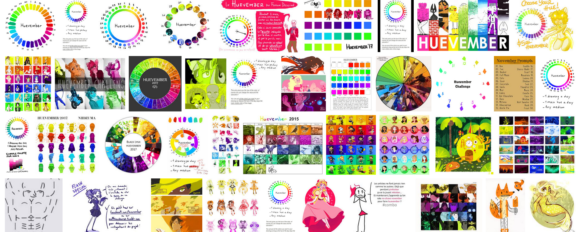 Trouver des idées de dessin avec le challenge Huevember