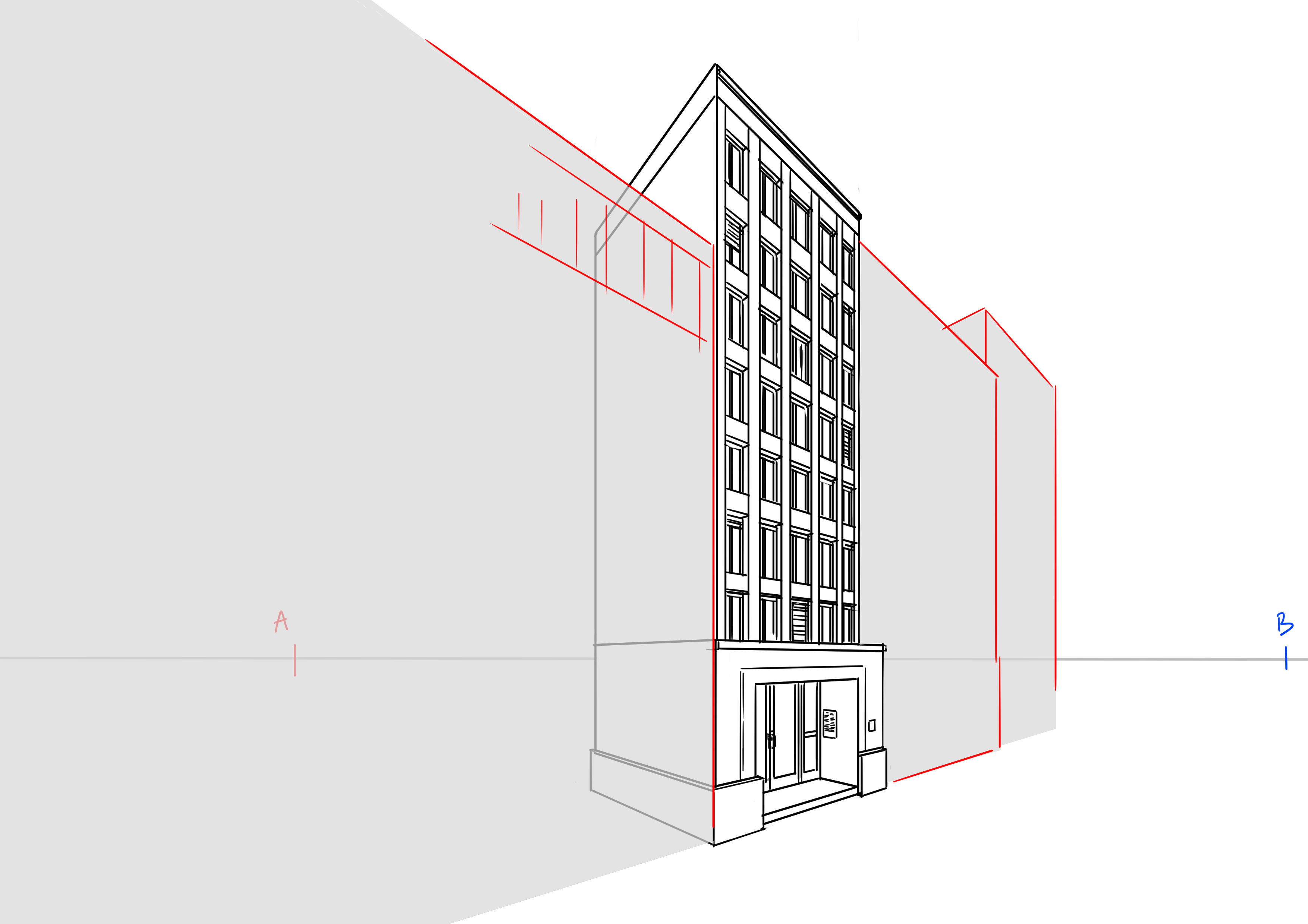 dessiner l’immeuble inséré dans un décor