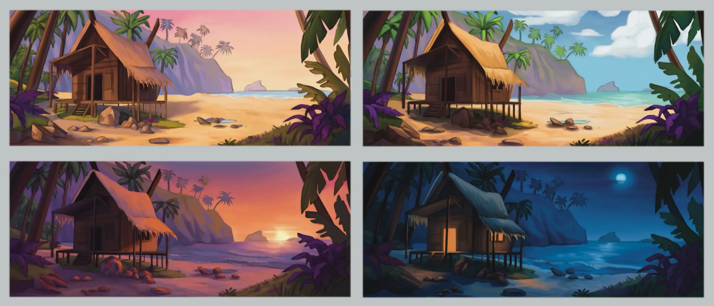 dessiner un paysage avec différentes lumières