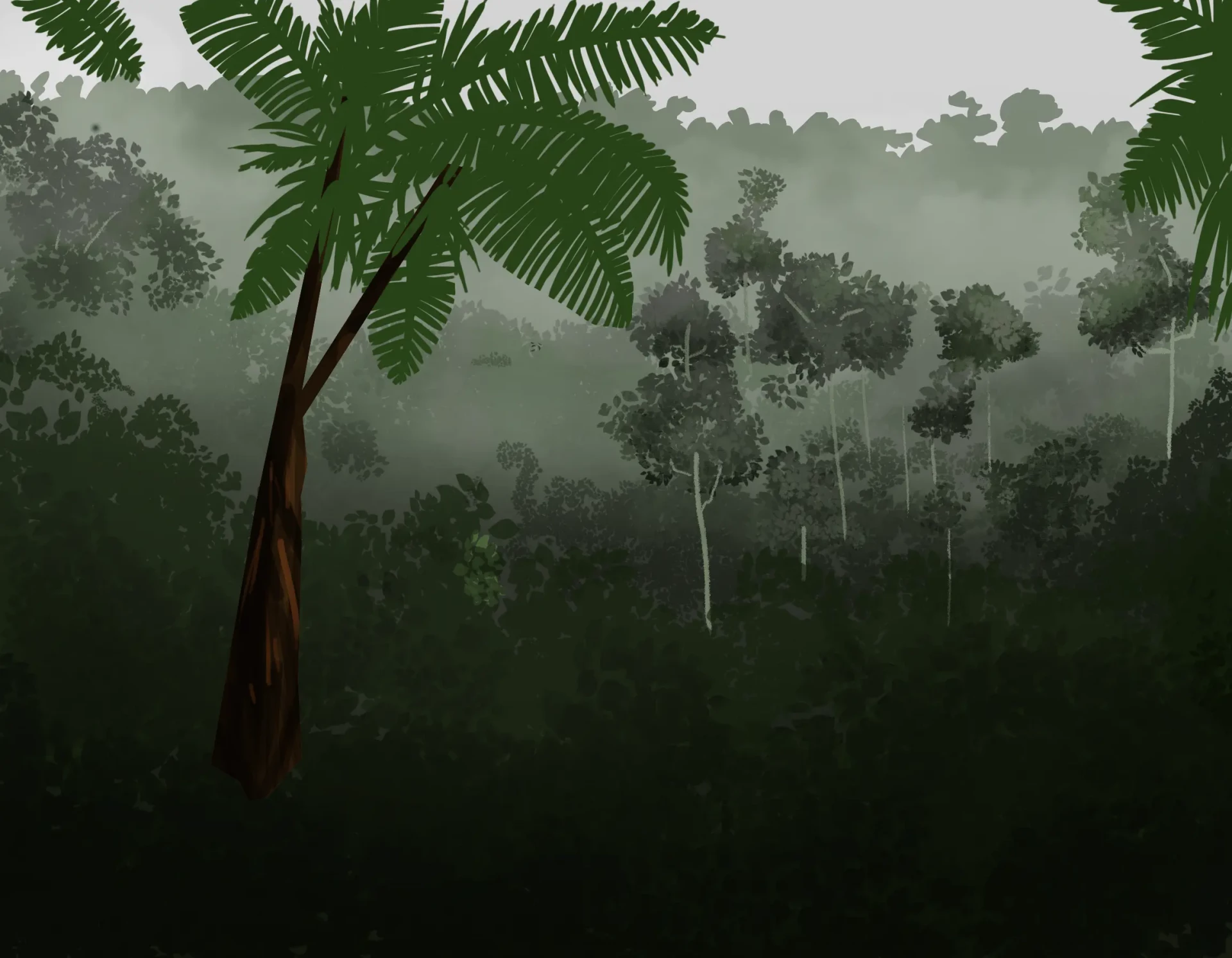 dessiner les palmiers de la jungle