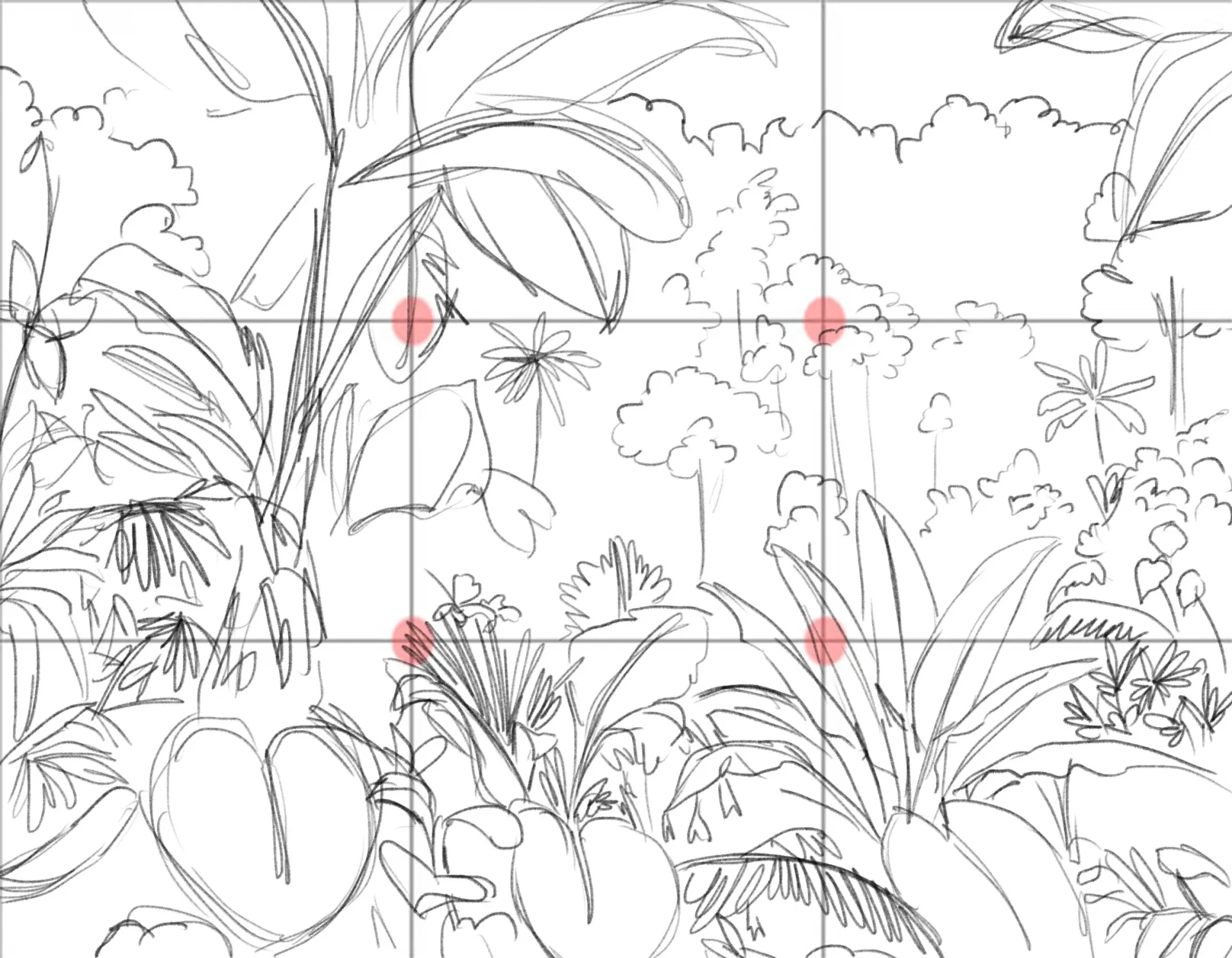 dessiner les plantes de la jungle