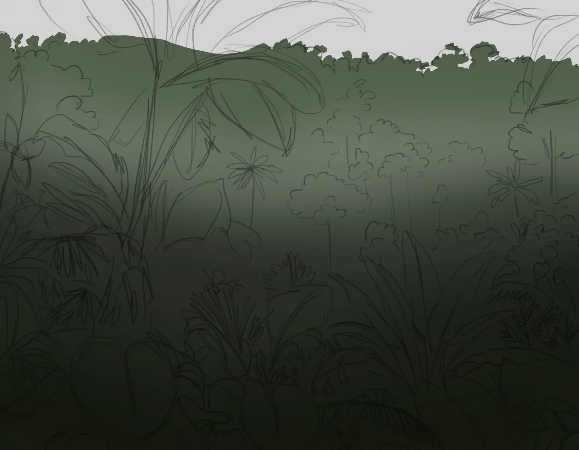 dessiner la profondeur de la jungle