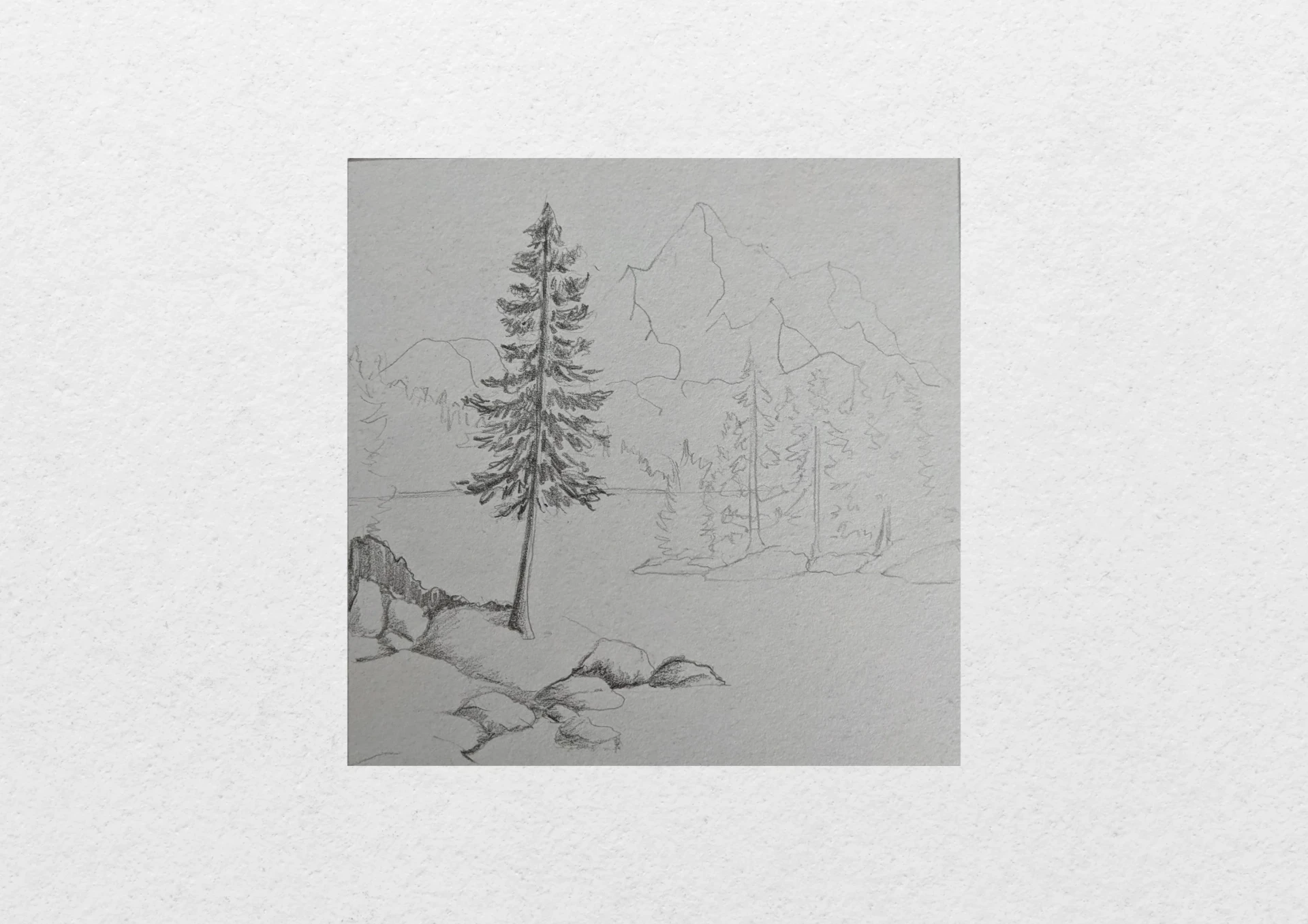 dessiner les ombres et lumières d’un lac entouré de montagnes