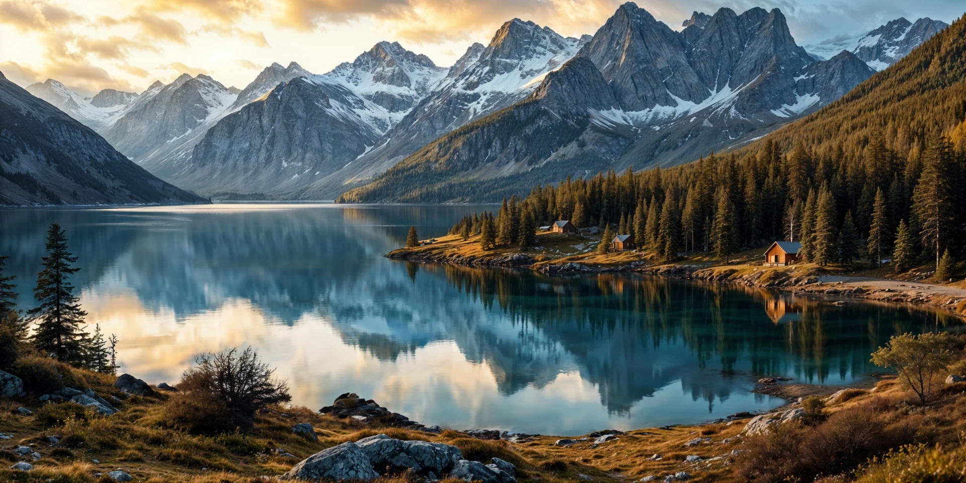 image d’un lac entouré de montagnes