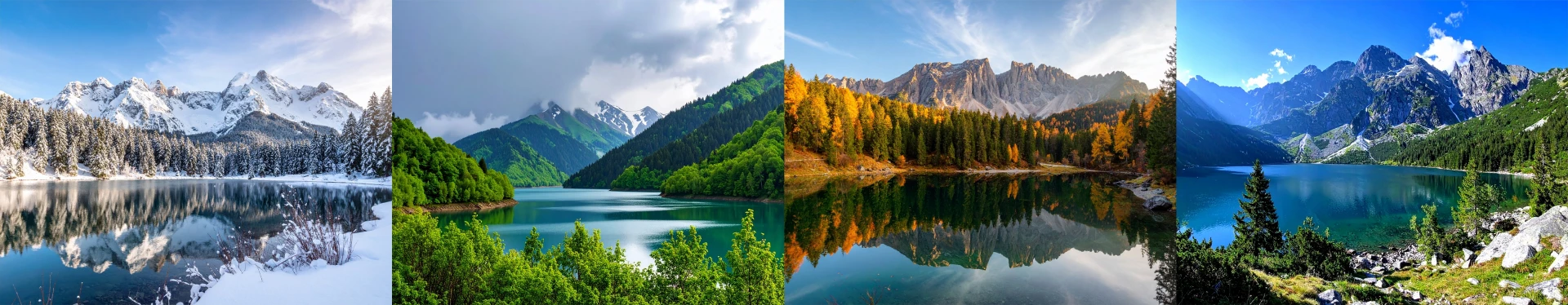 photos de lacs entourés de montagnes