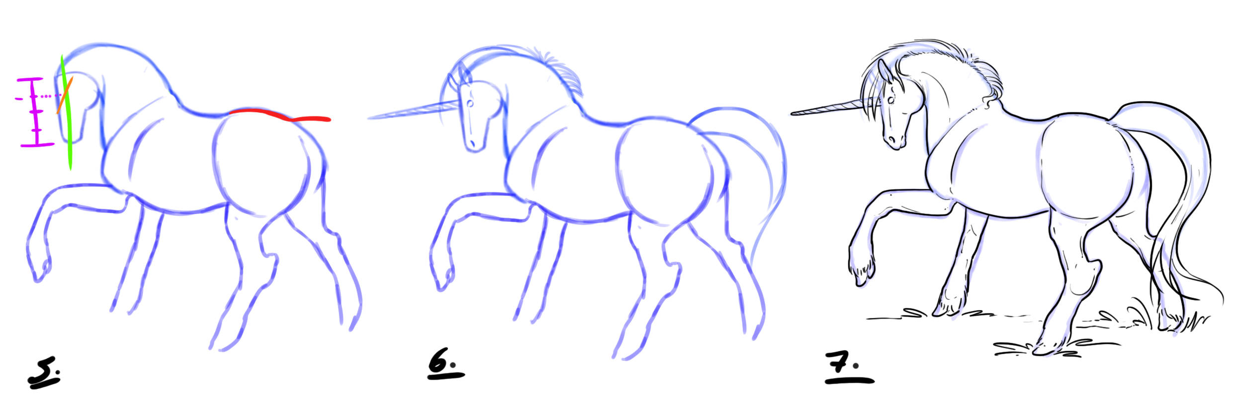 dessiner une licorne étape 2