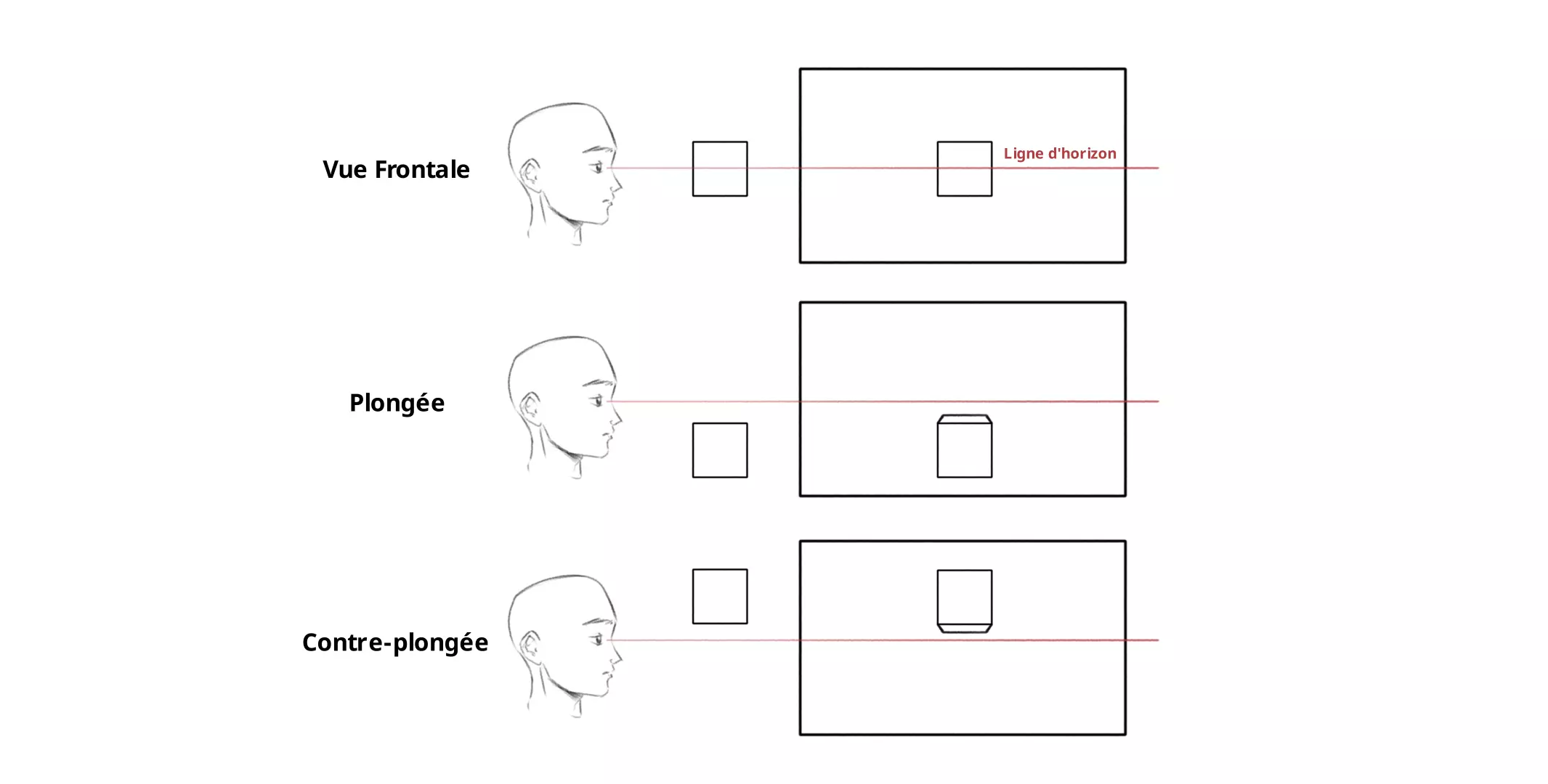 die Blickwinkel und die Horizontlinie