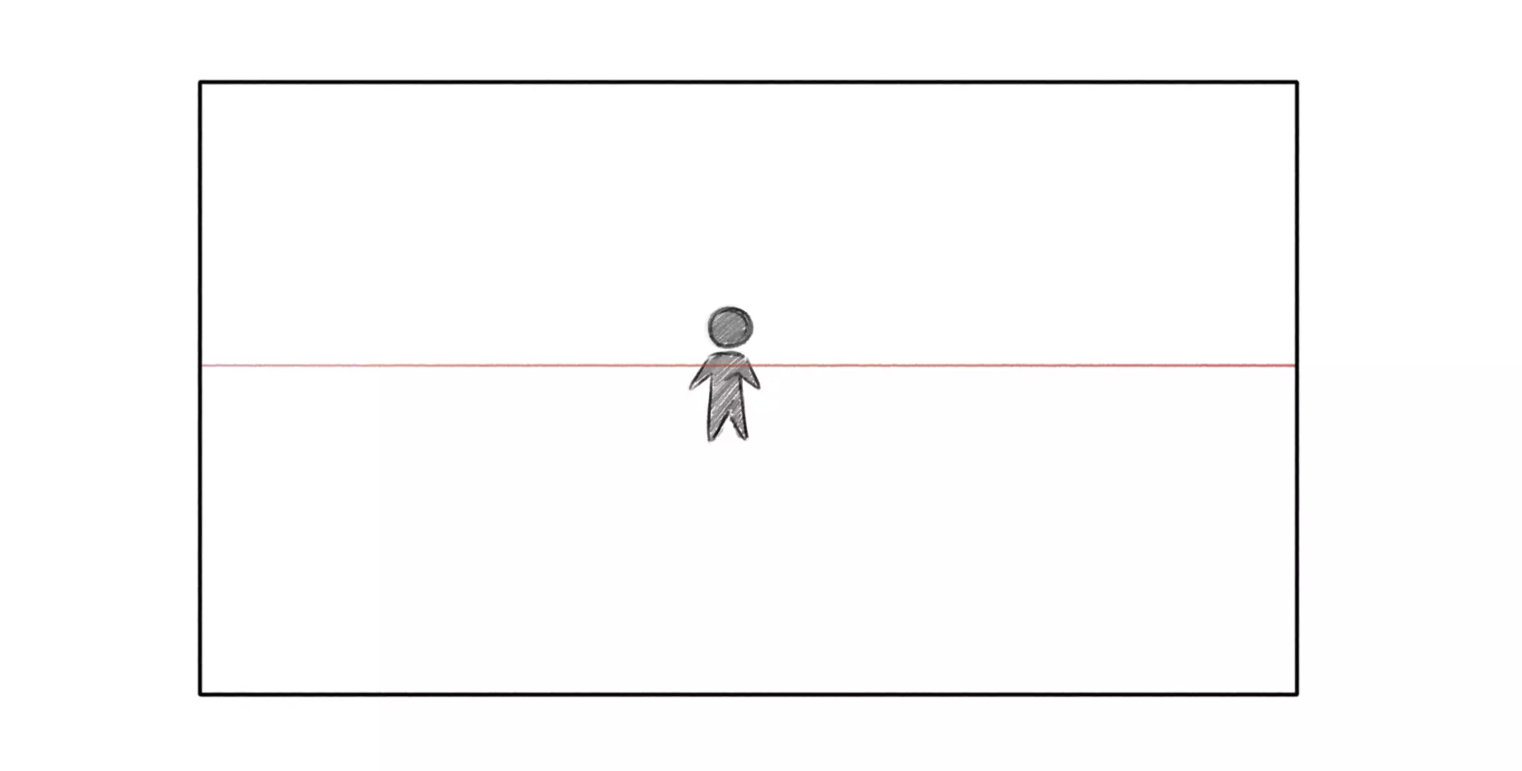 dibujar un personaje en una línea del horizonte