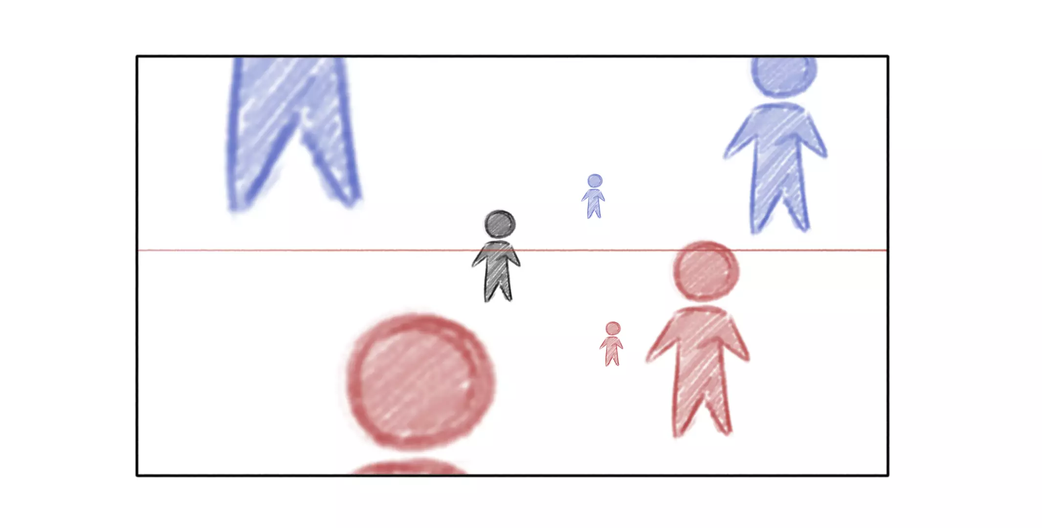 dibujar personajes sin cruzar la línea del horizonte