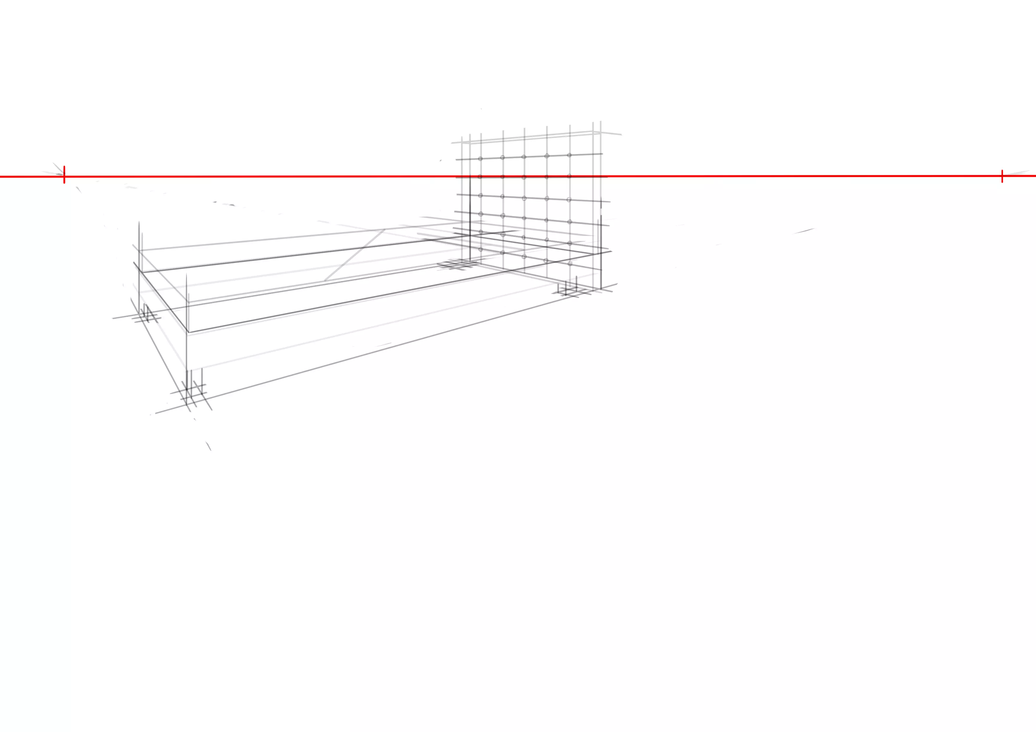 le croquis terminé du lit