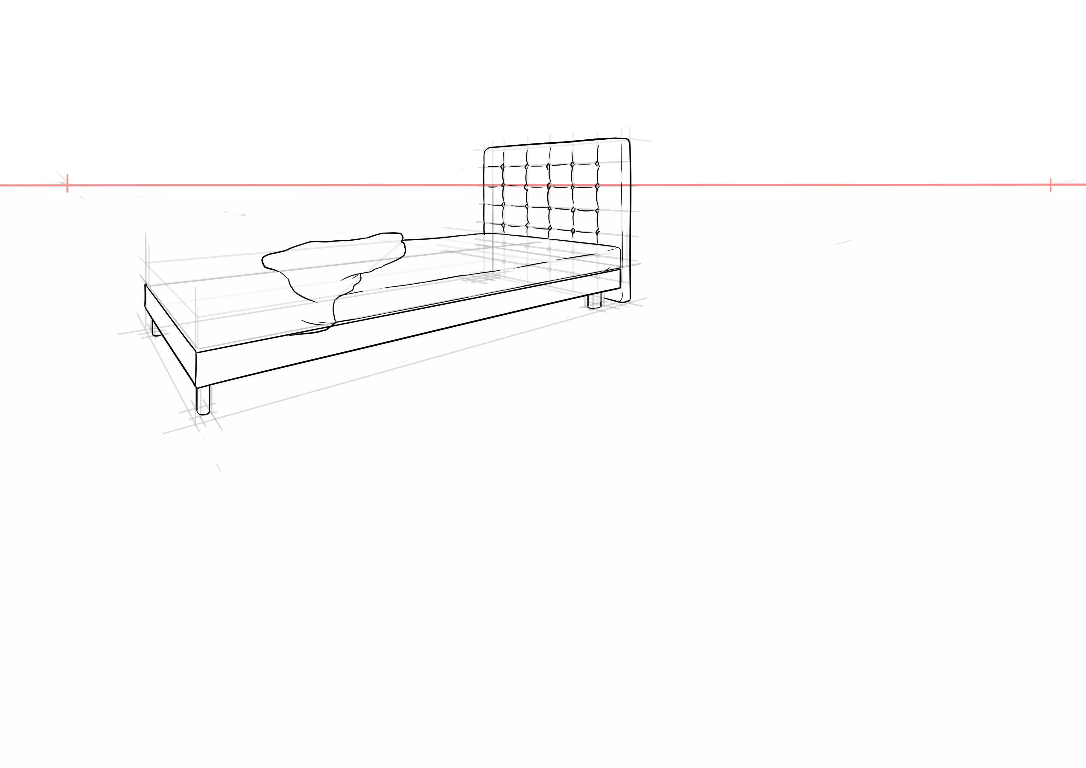 dessin de la couette du lit