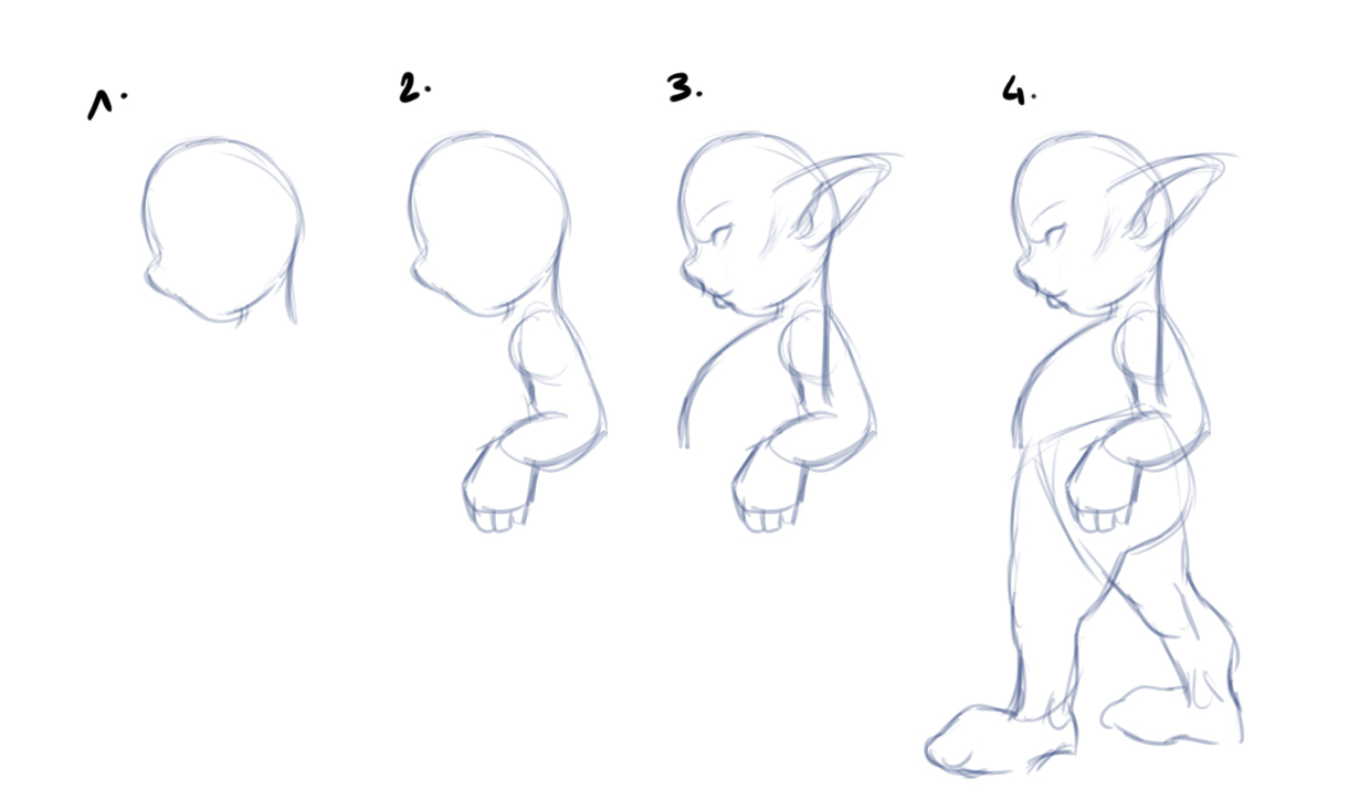 Dibujo de duende, etapa 1