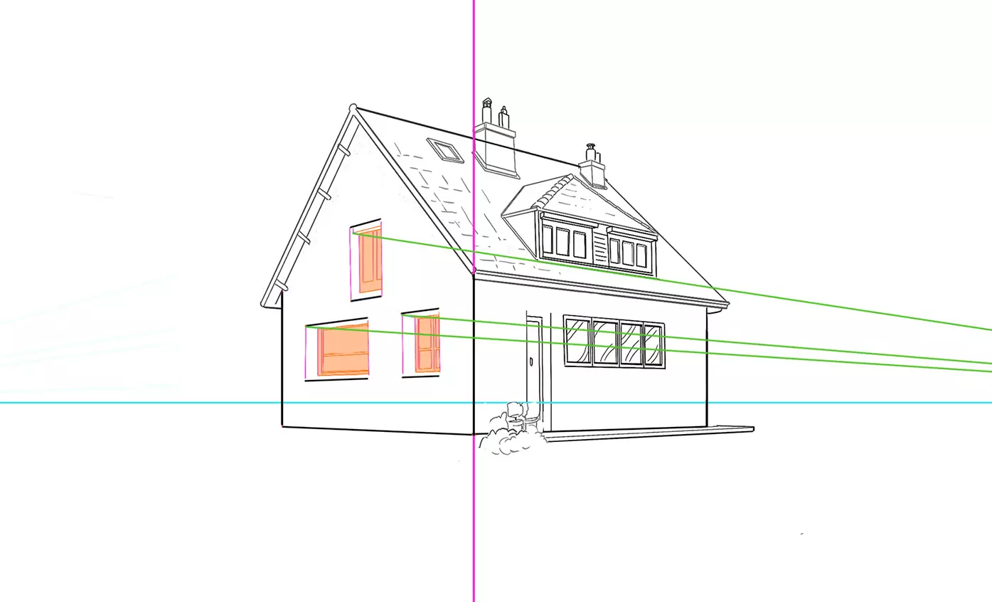 dessin des détails des fenêtres d’une maison