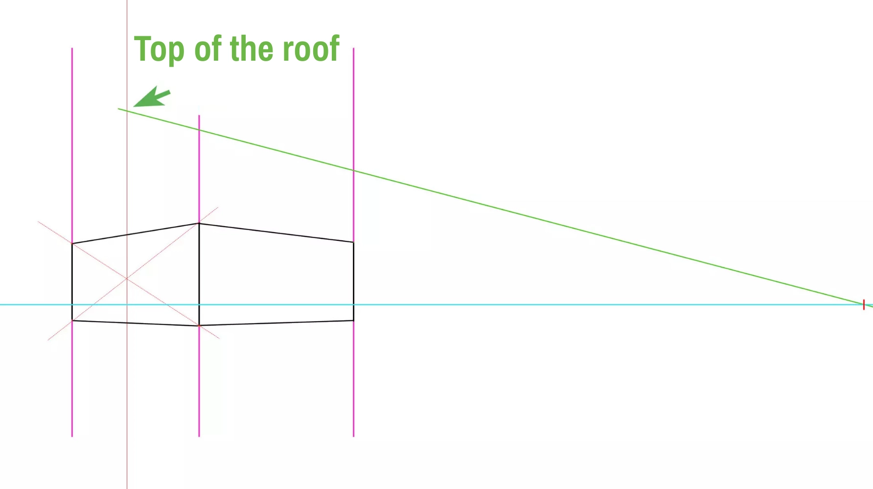 drawing of the top of a house's roof
