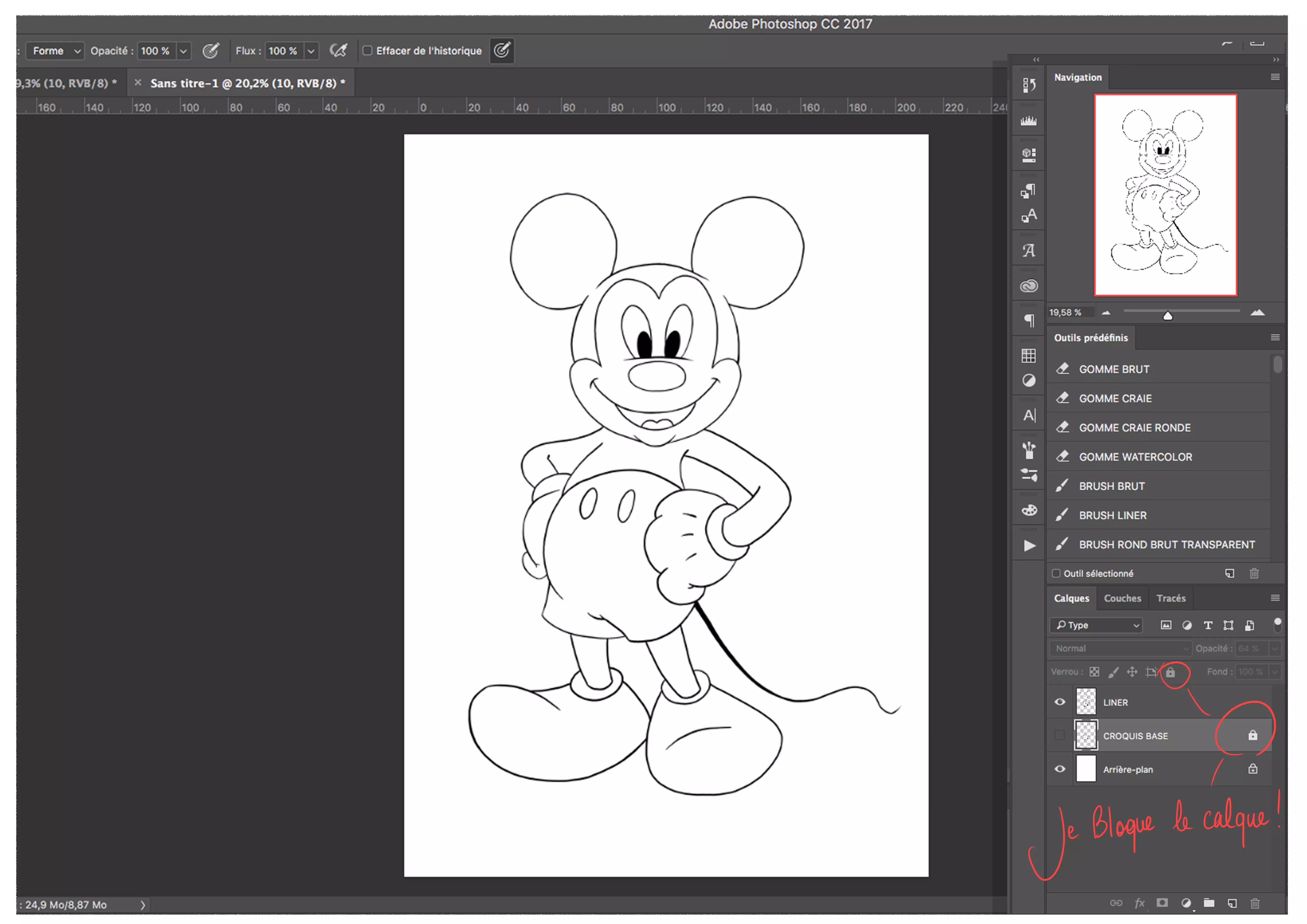 Bloquer un calque sur photoshop