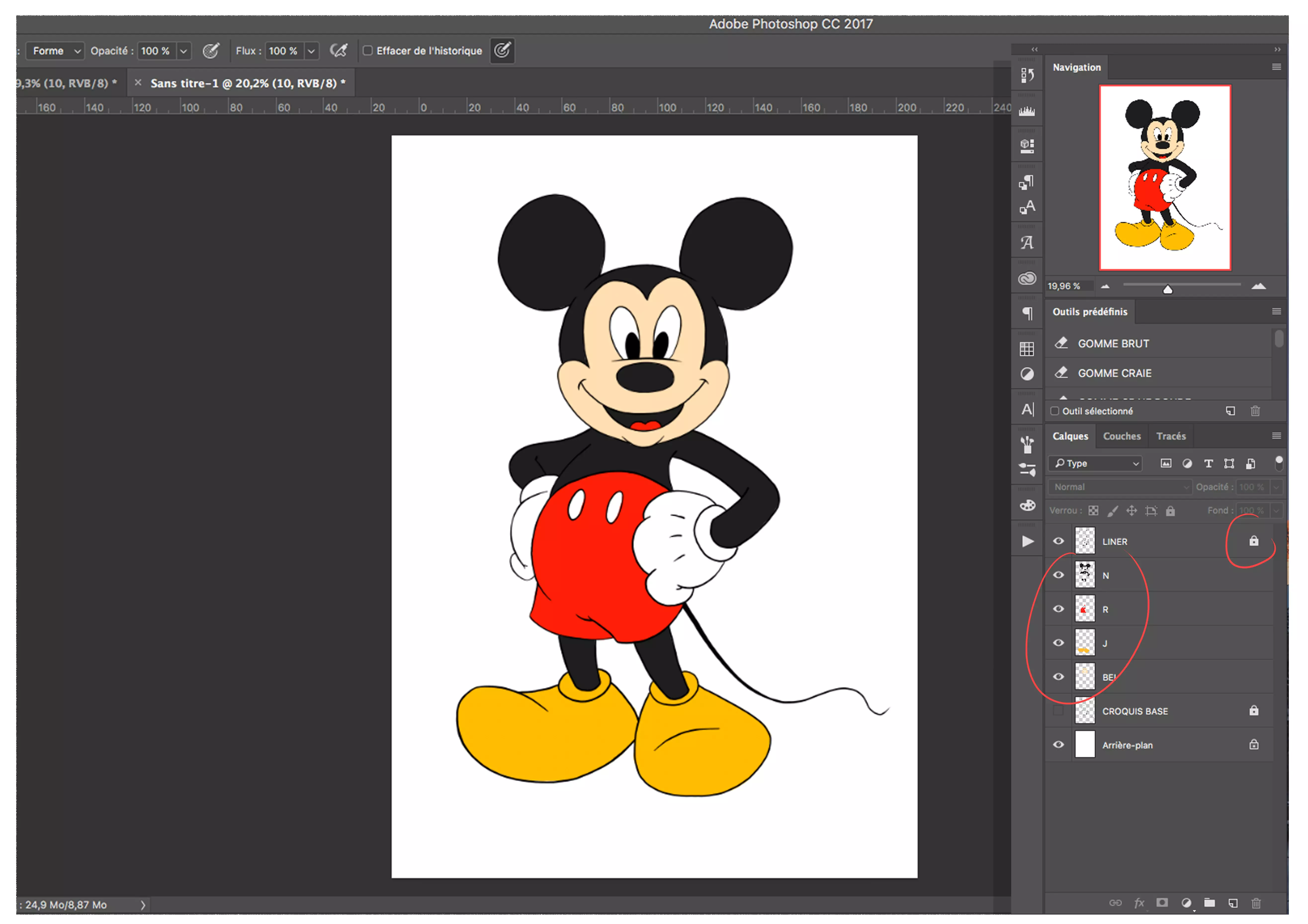 dessin en couleur de mickey
