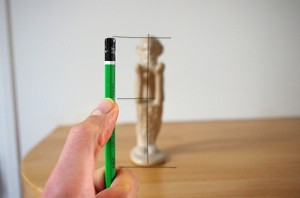 take measurements of the model with a pencil