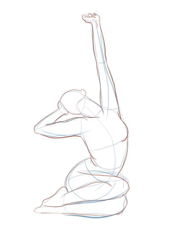 repasser les traits sur le dessin de modèle vivant