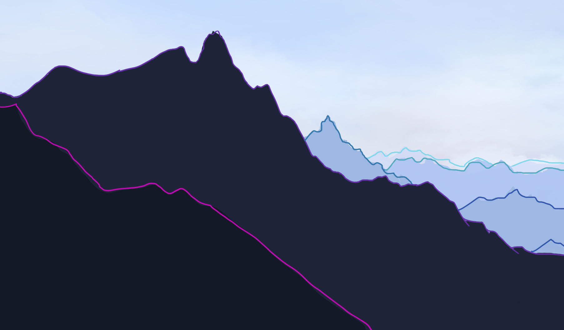 les couleurs de chaque plan de montagnes