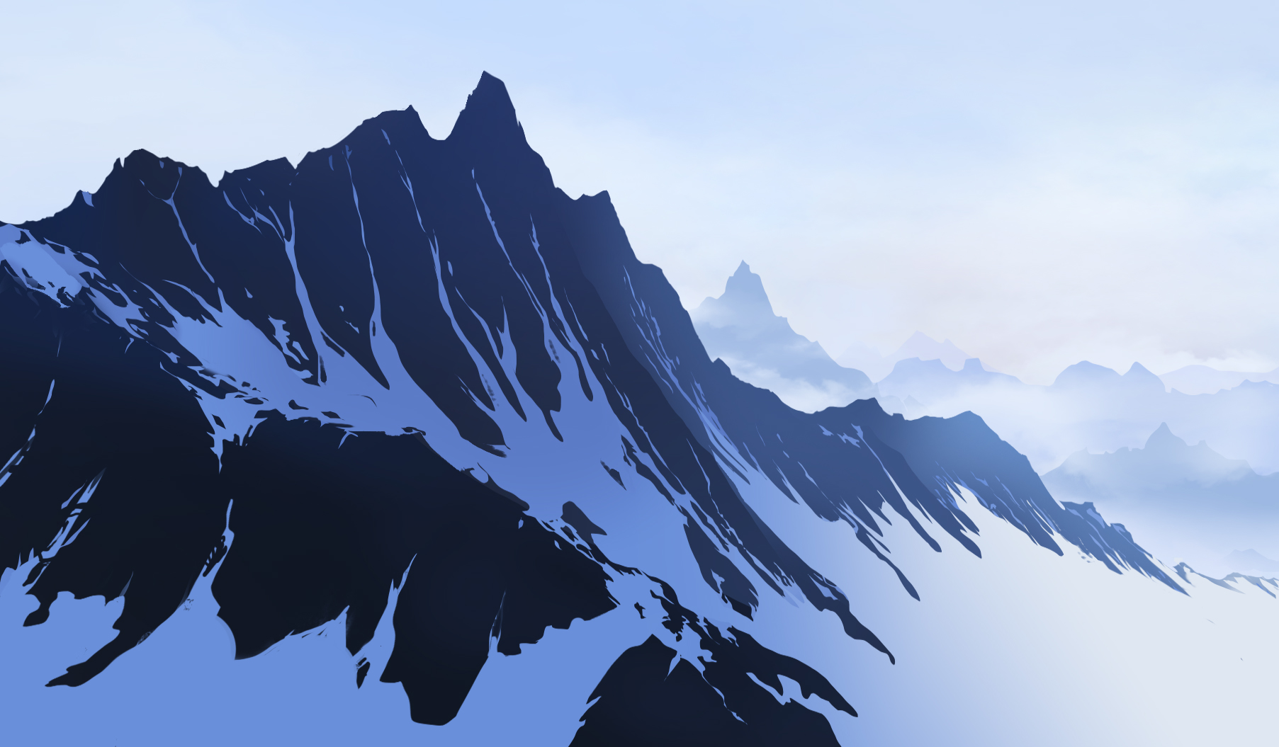 dessiner les ombres de la neige des montagnes 1