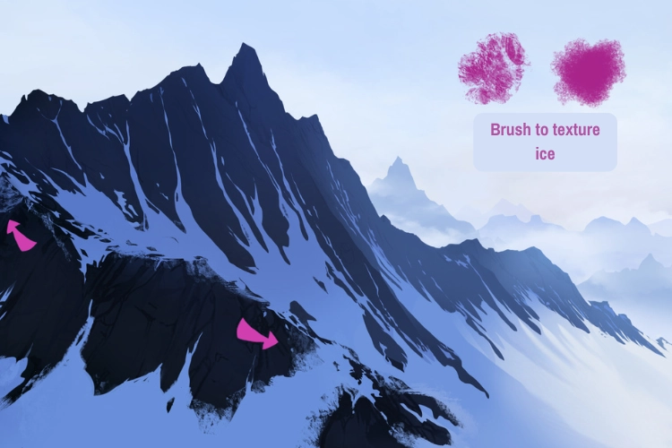 image adding texture to the mountain snow