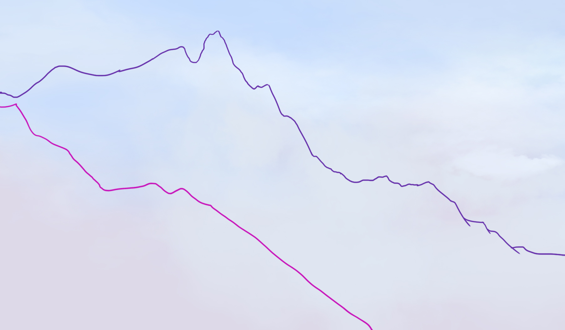 le tracé de la montagne au second plan