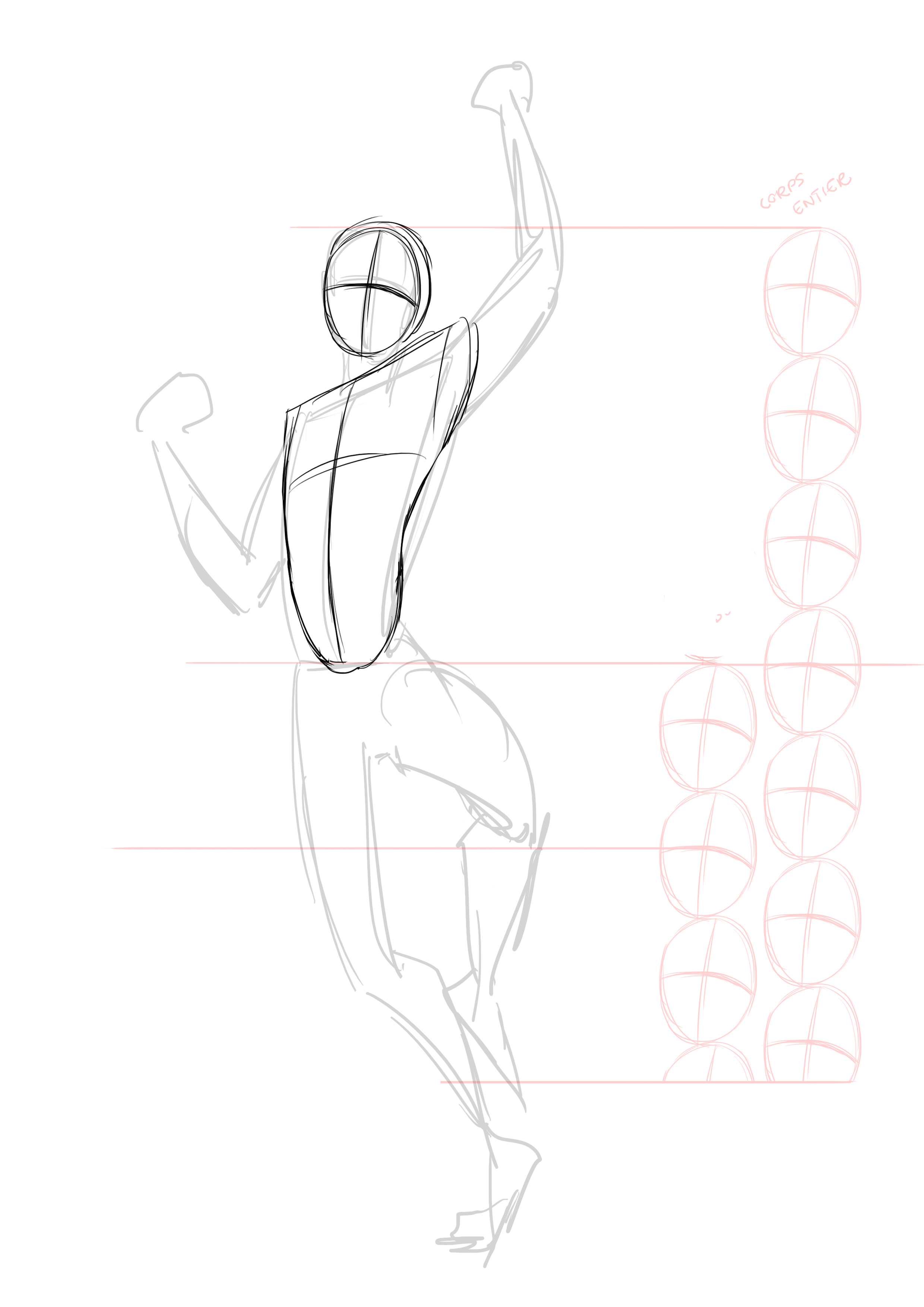 croquis du buste du personnage manga