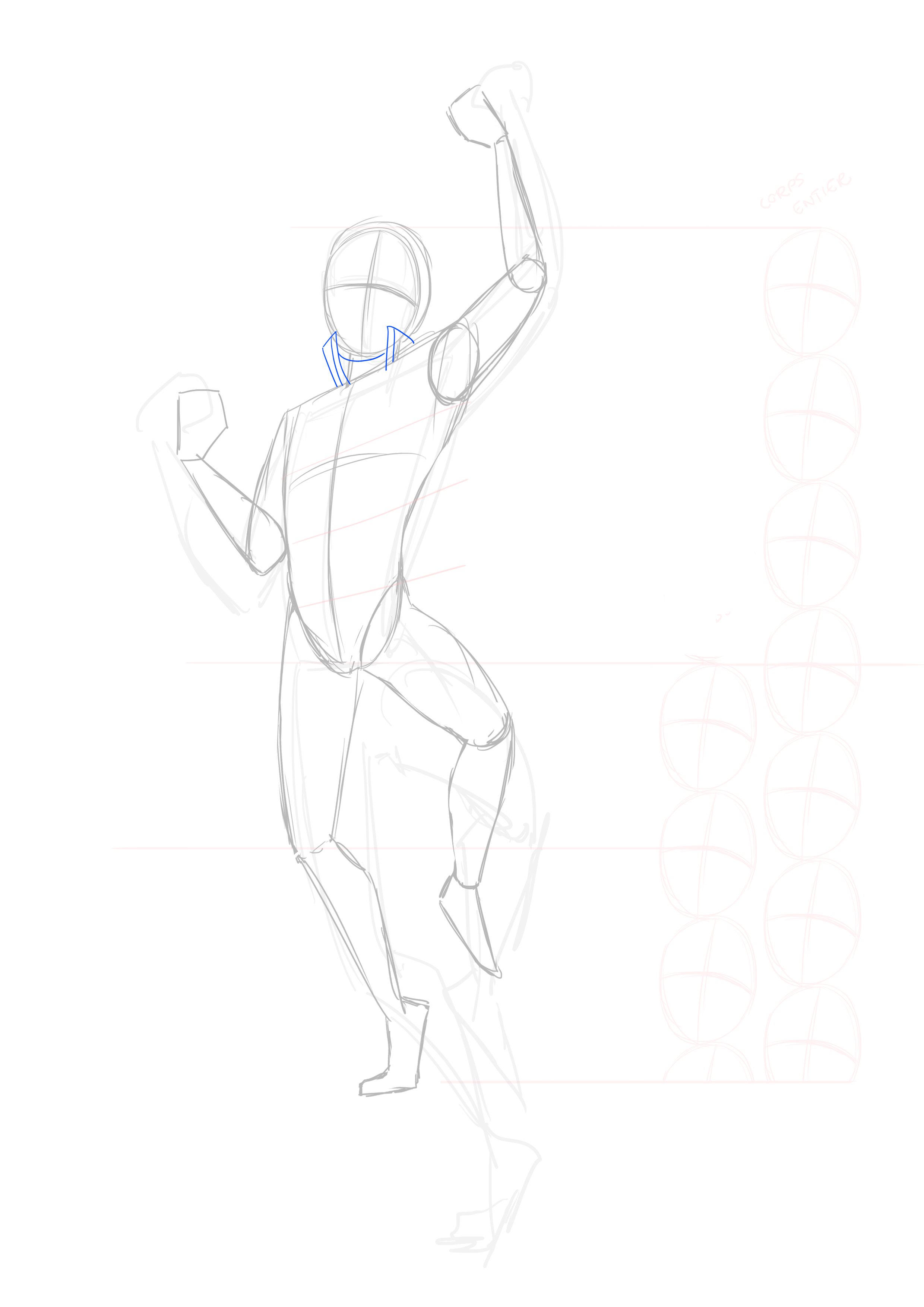 croquis du col de la veste du personnage manga