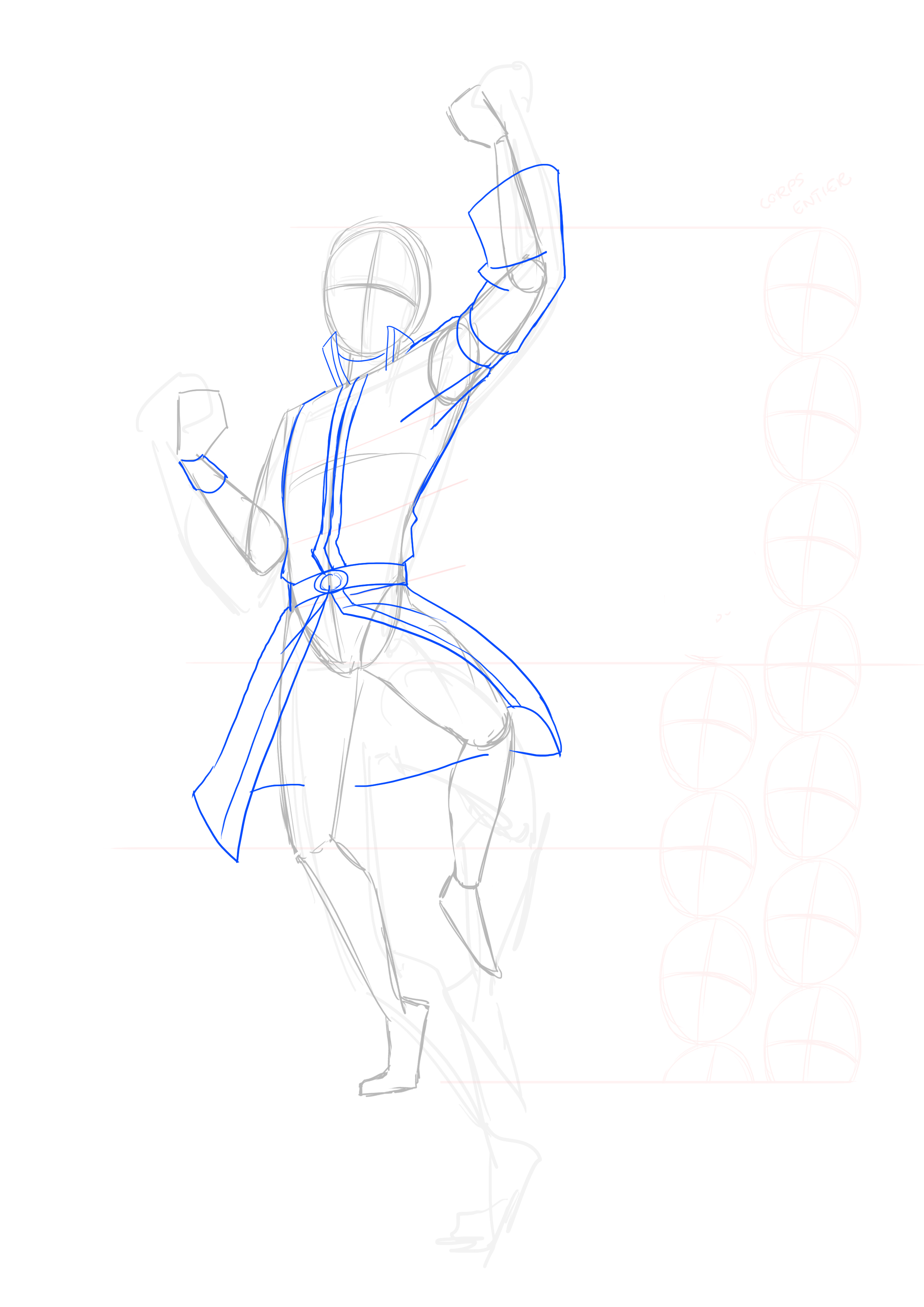 croquis des pans de la veste du personnage manga 2