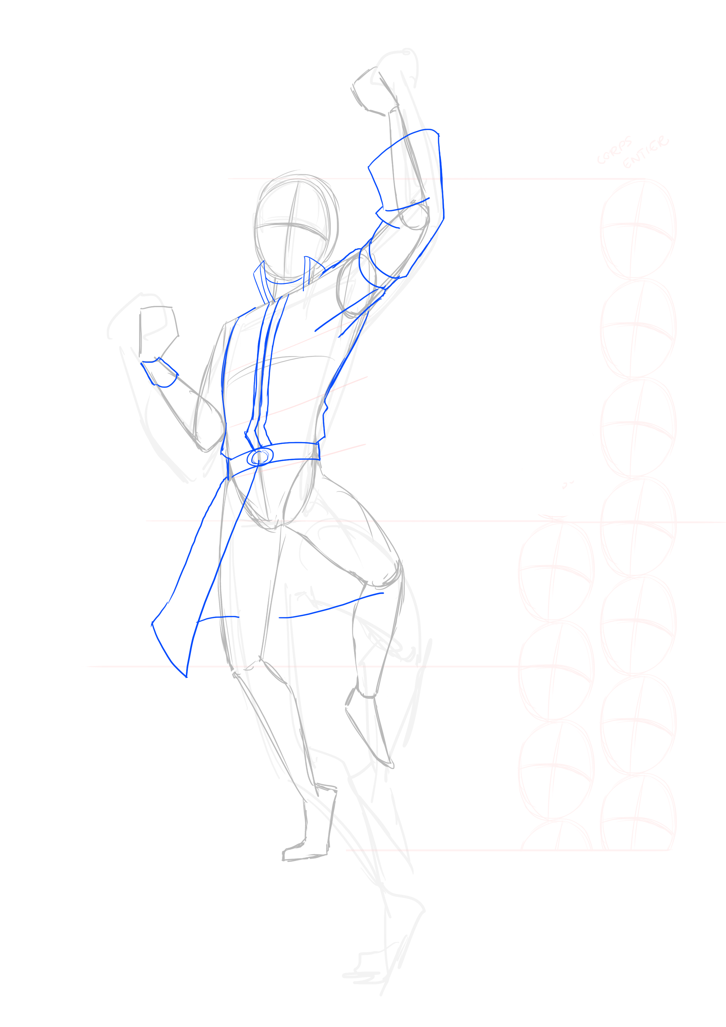 croquis des pans de la veste du personnage manga