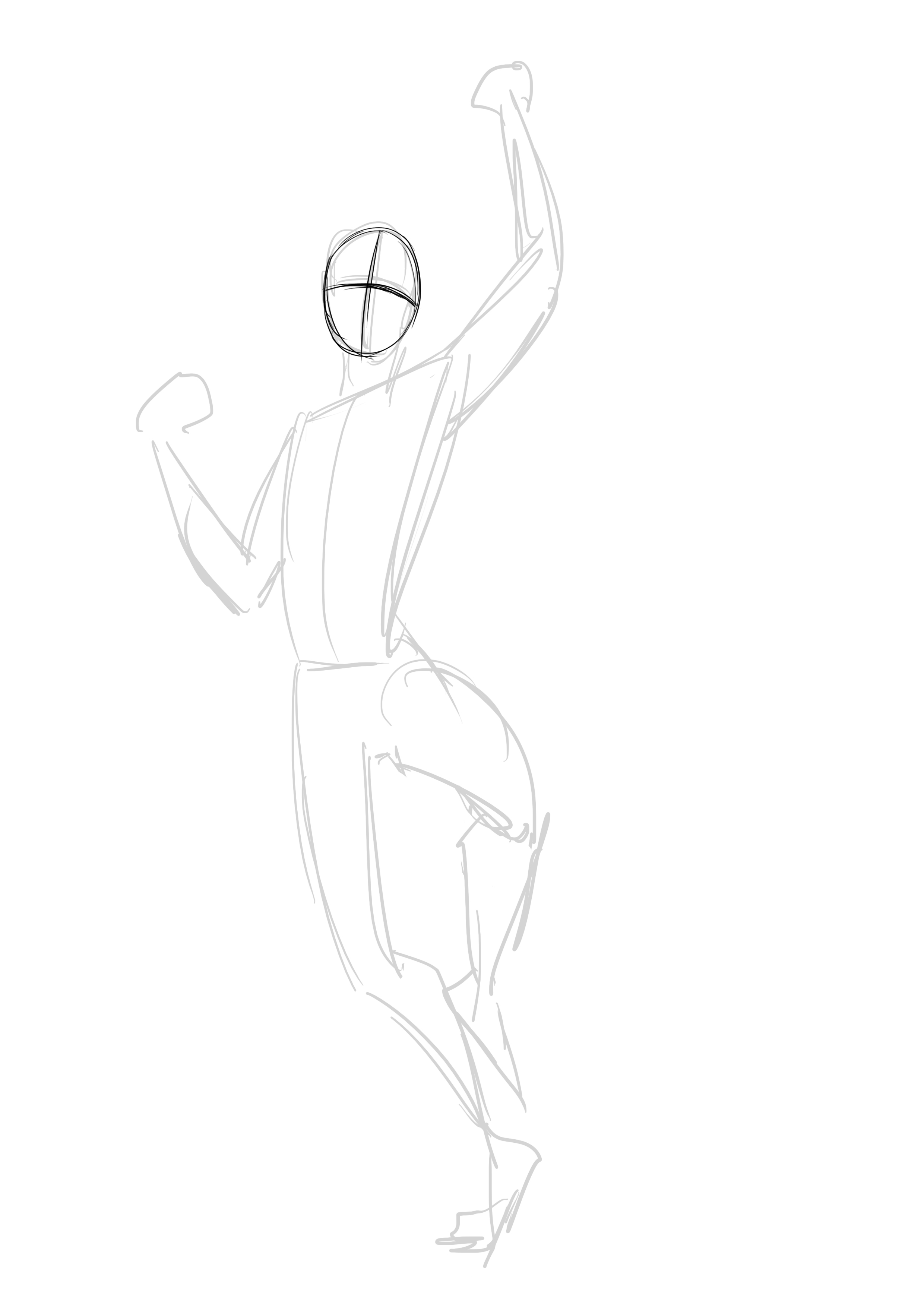 croquis de la tête de Natsu à l’aide d’un ovale