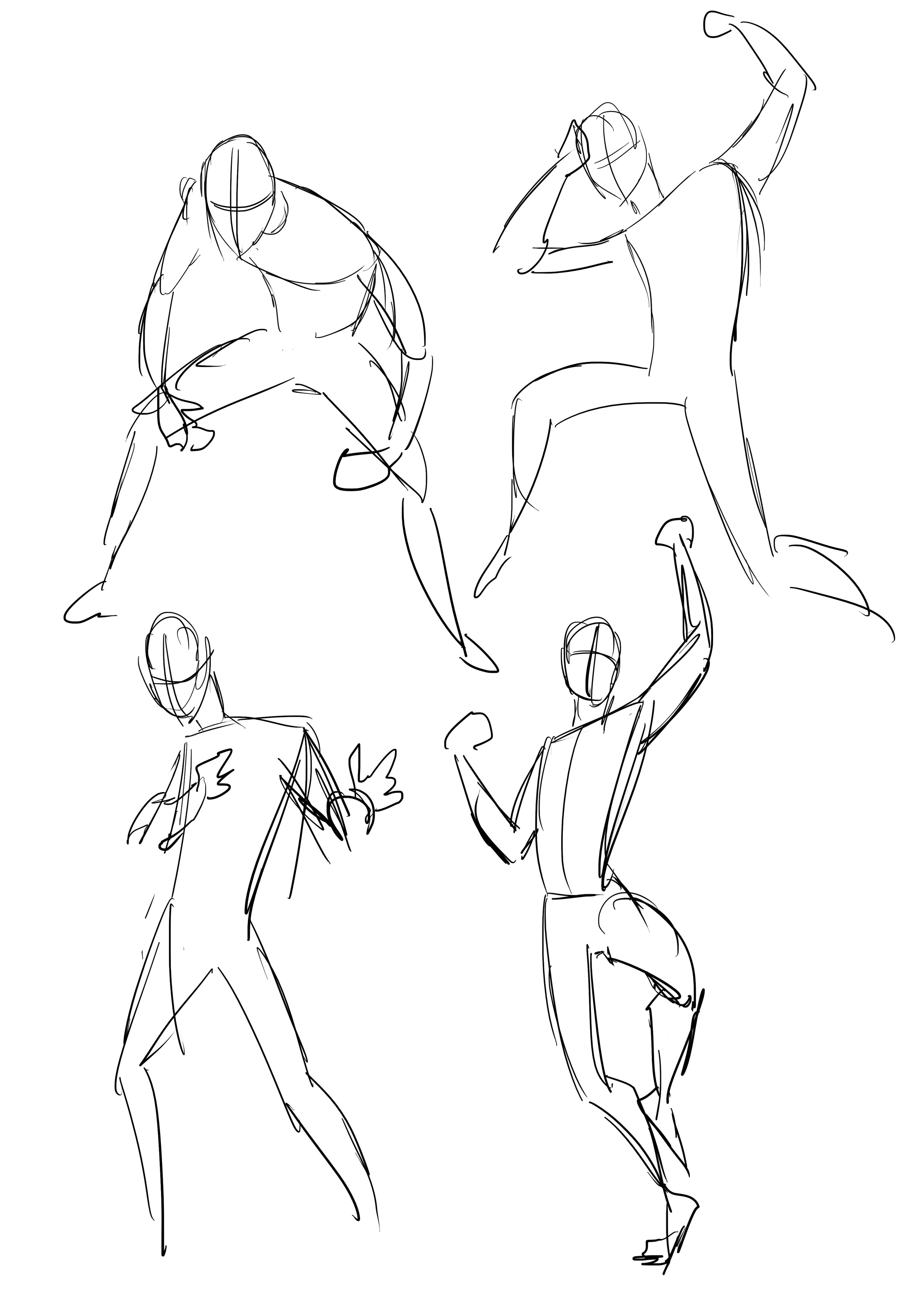 croquis des poses de personnage manga