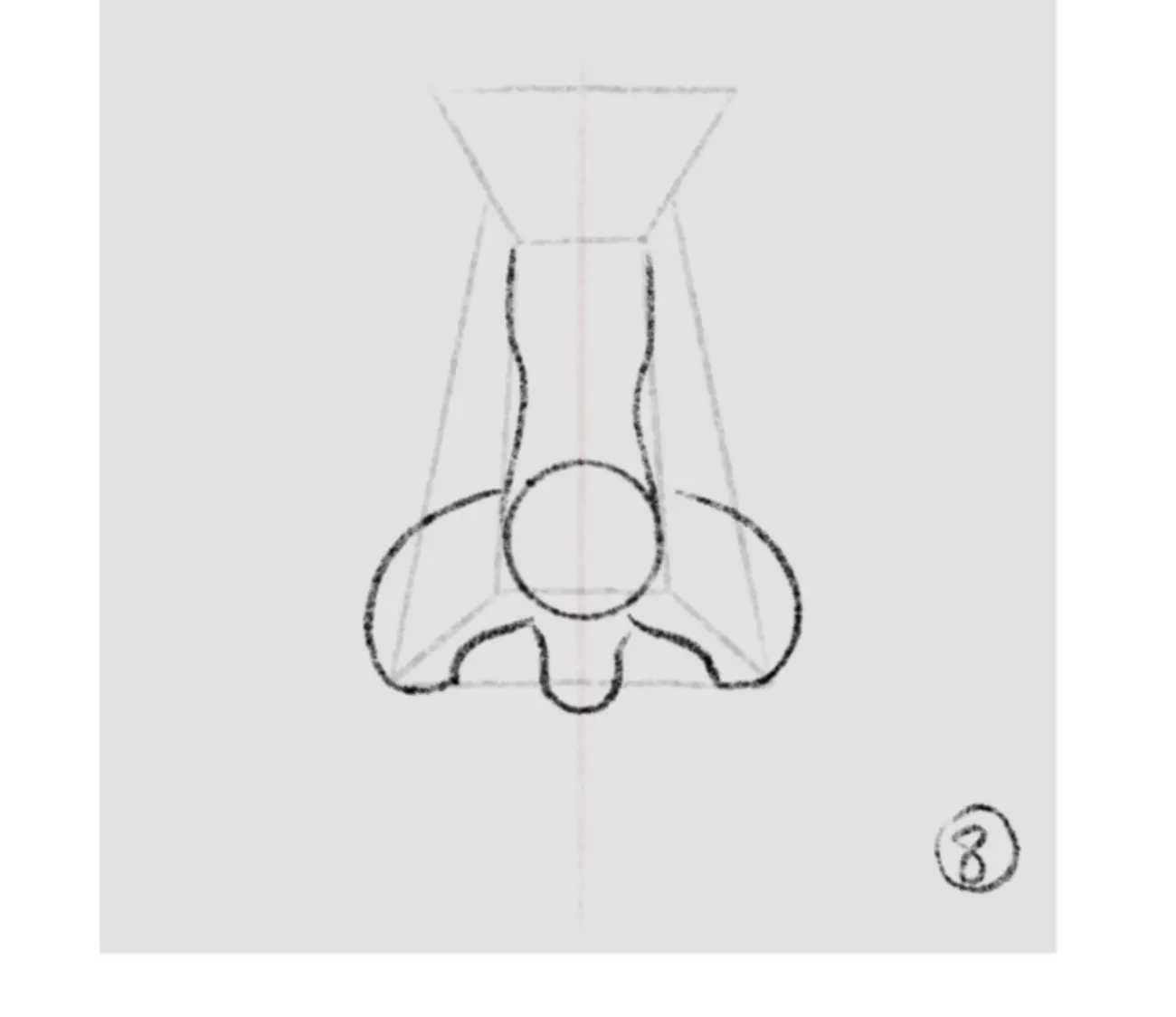 dessiner les details d’un nez de face