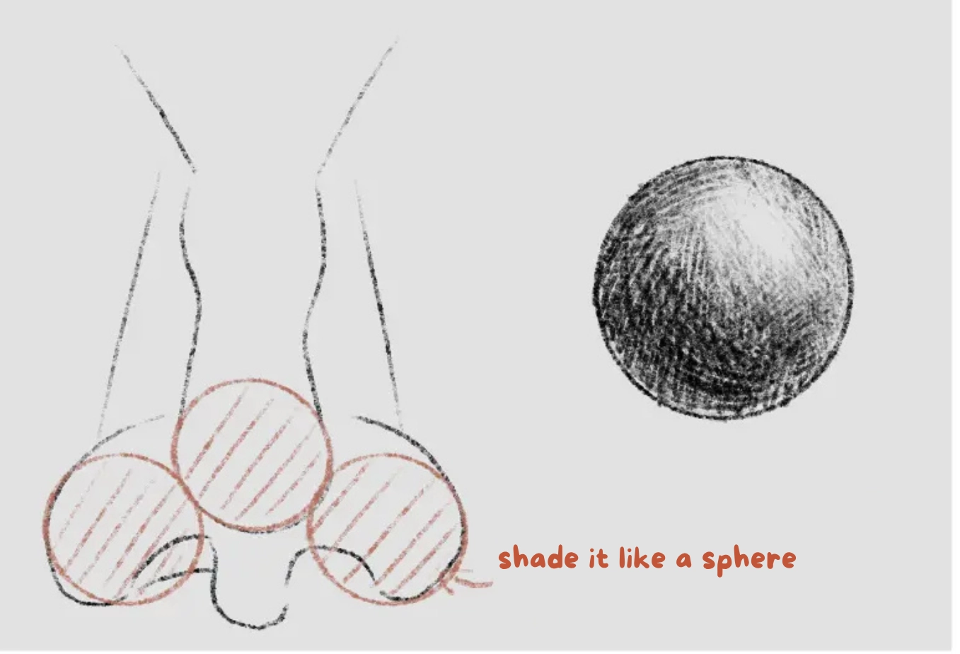 draw the shading of a nose from the front