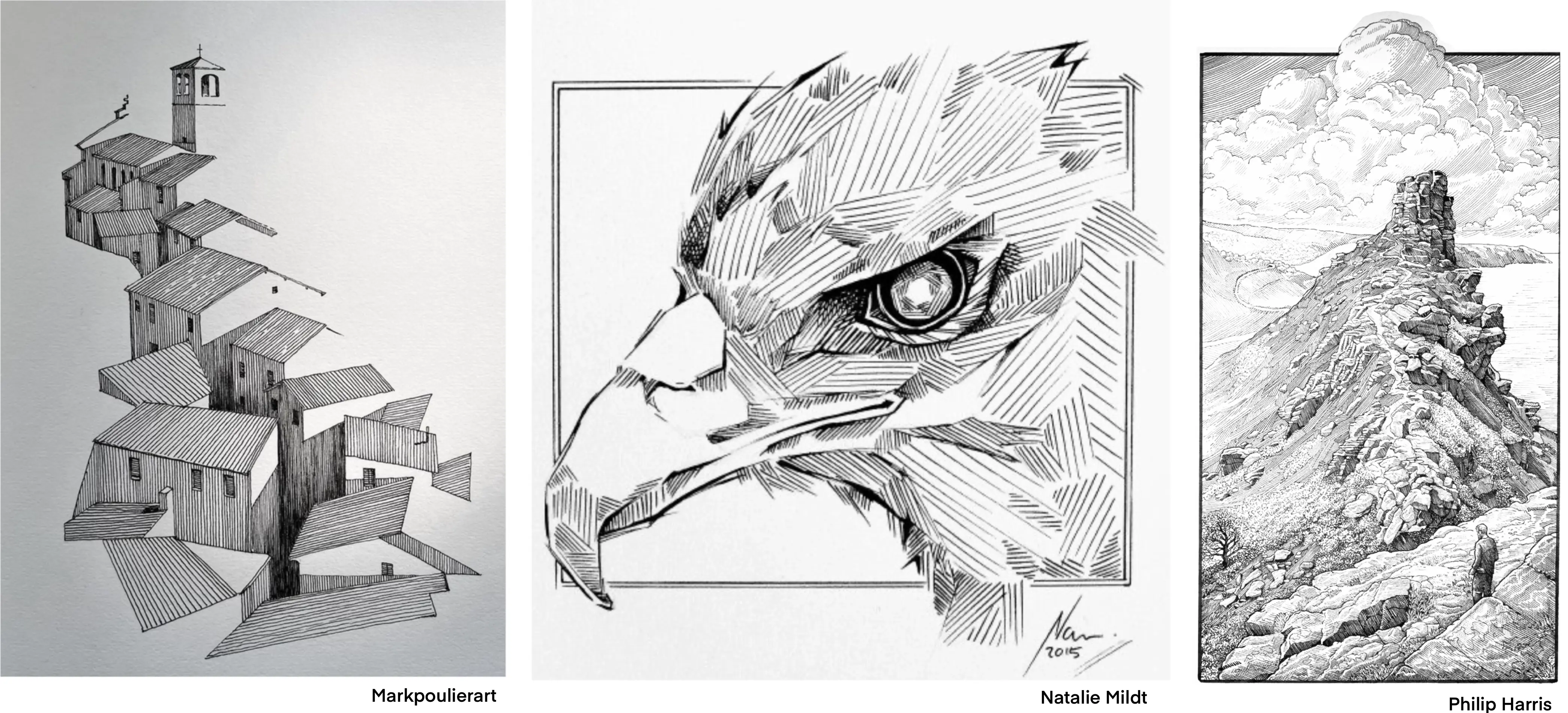 exemples de trames pour le dessin en noir et blanc