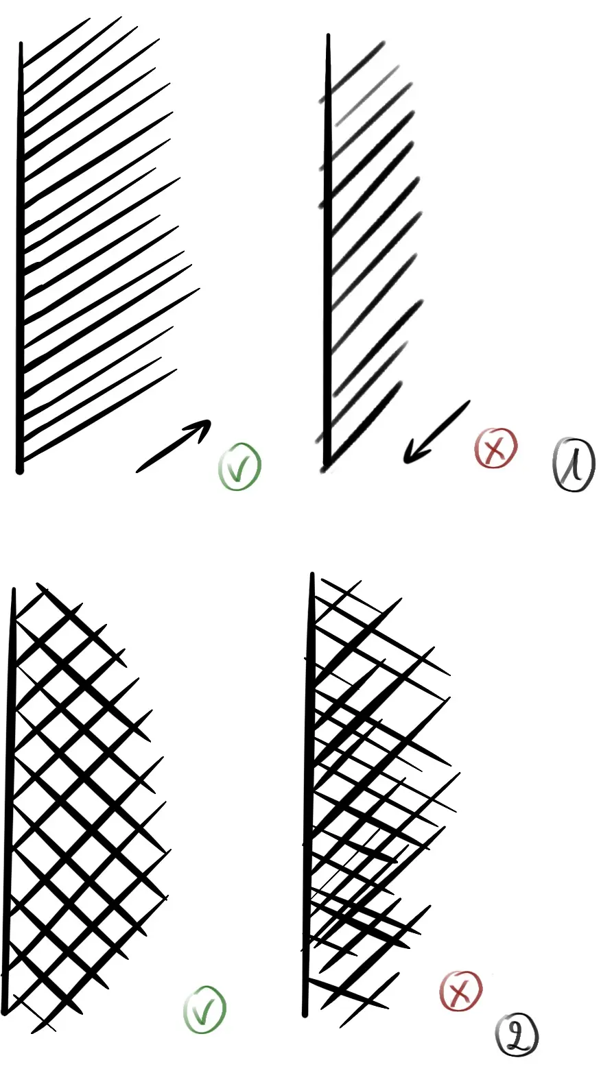réaliser des hachures pour le dessin en noir et blanc