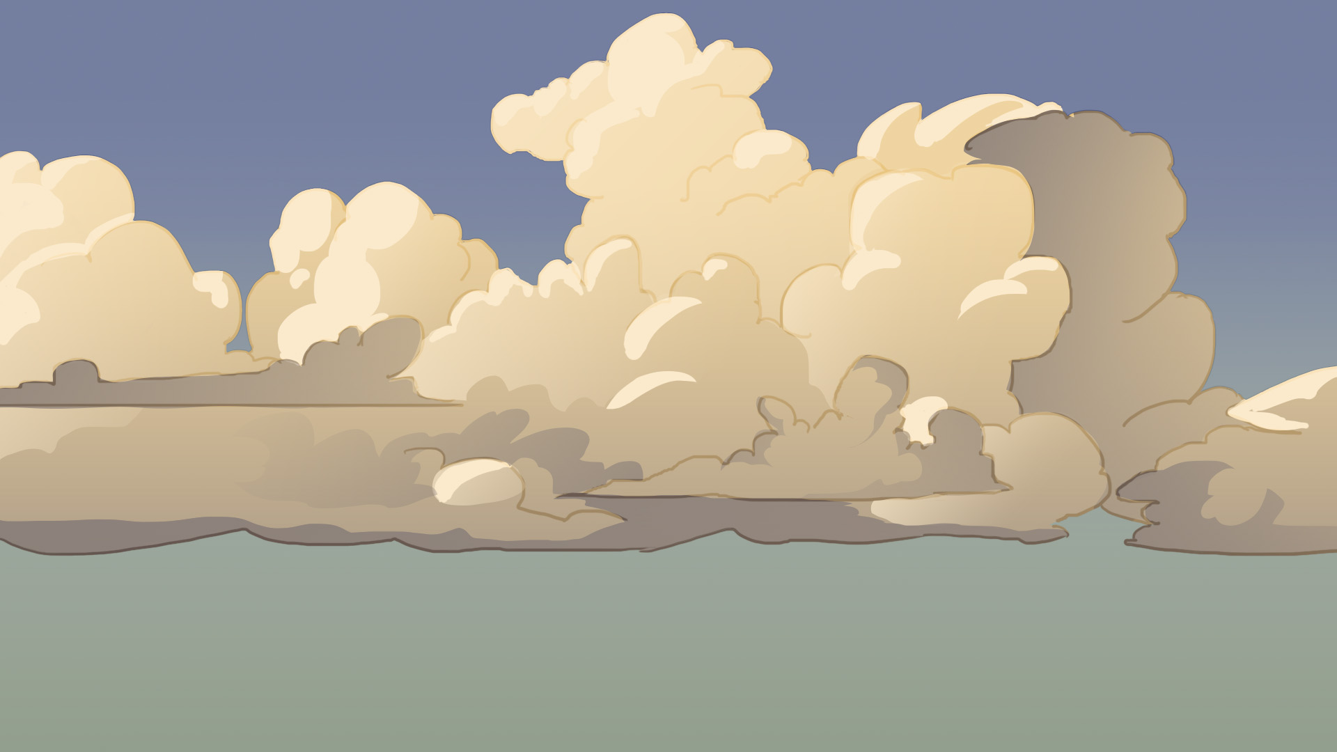 Dessin final de nuage stylisé en couleur